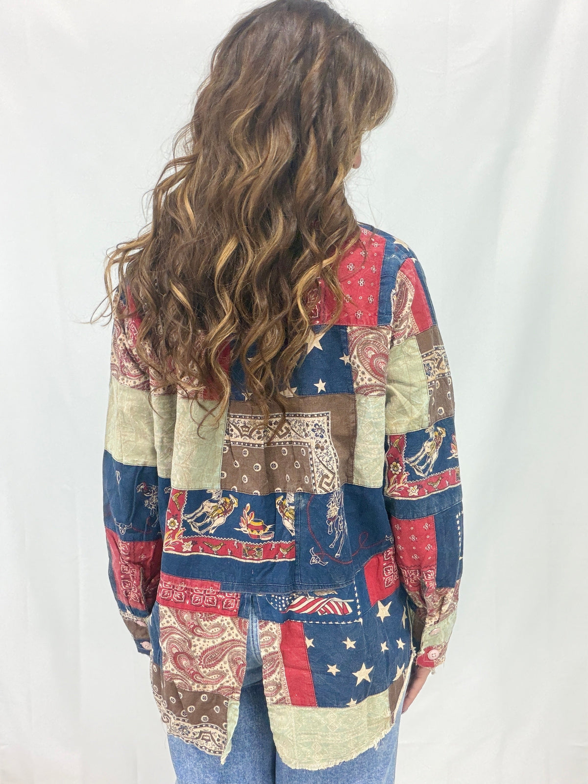 Stars And Stripes Patchwork Button Front Top