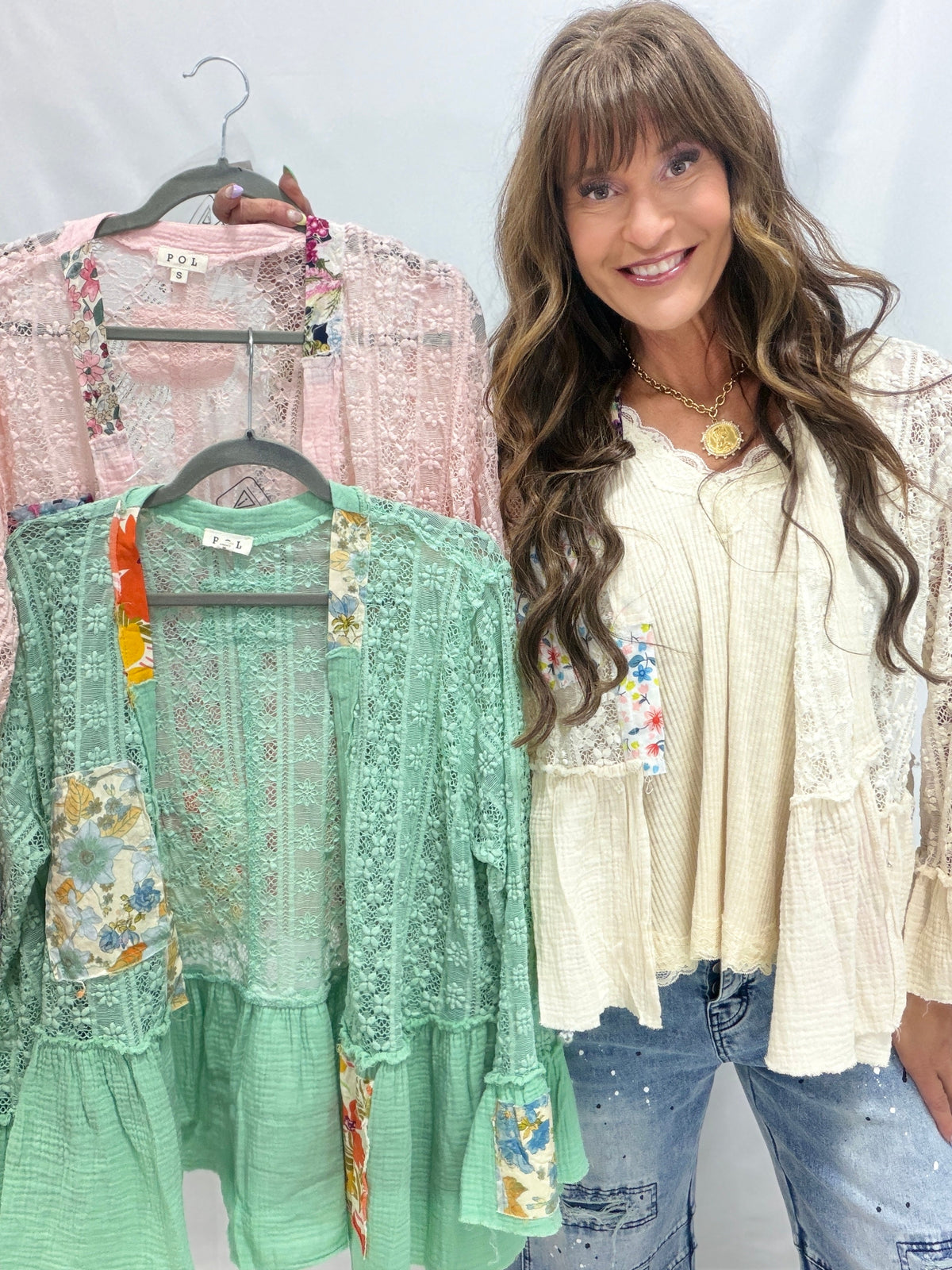 POL Bringing Sun Stretch Lace Cardigan In 3 Colors