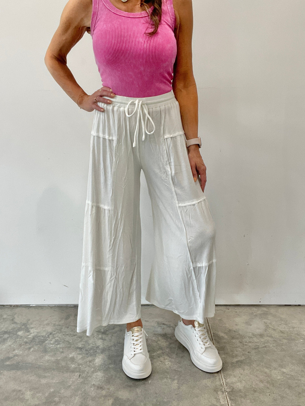 Pol A Little Bit Of Paradise Wide Leg Crop Pants In 5 Colors: Black, Grey, Pink, Mocha, Ivory