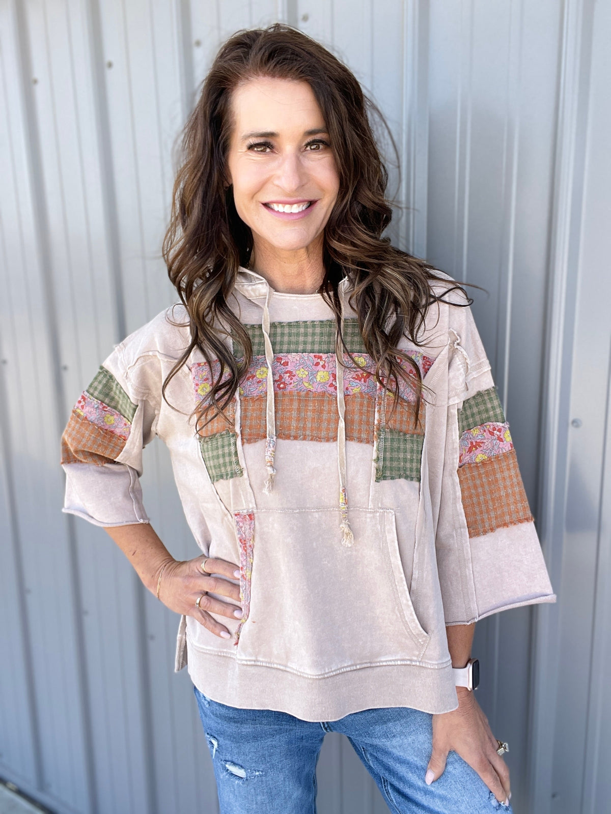 See The Truth Print Mix Hoodie In 5 Colors: Mocha, Green, Orange, Taupe, Ecru *Final Sale*