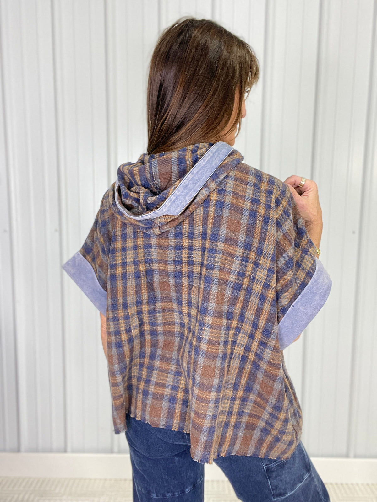 Oli & Hali Heading Home Poncho Style Jacket In Blue *Final Sale*