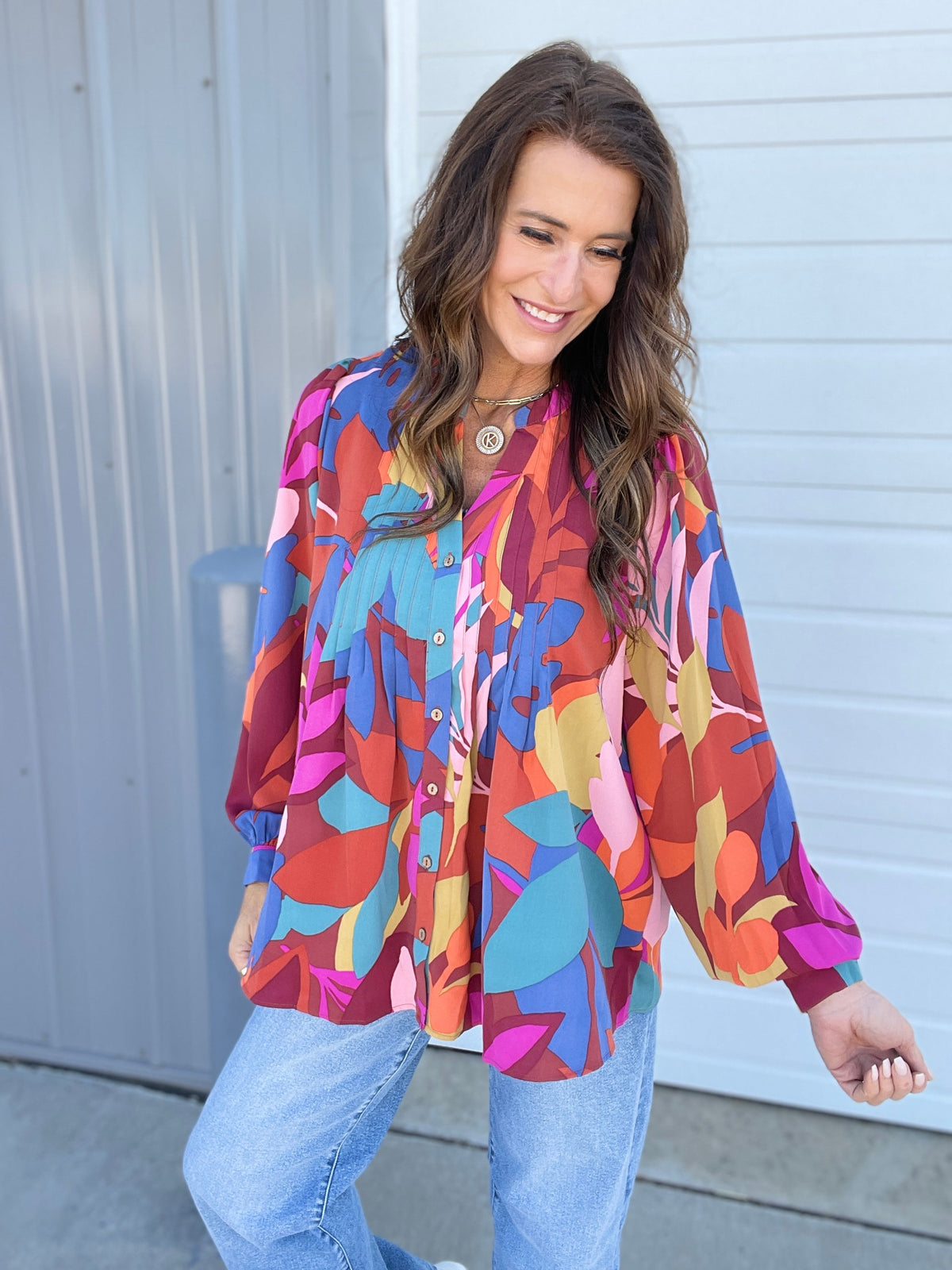 Day Is Bright Button Down Top In 3 Colors: Magenta, Mocha, Peach *Final Sale*