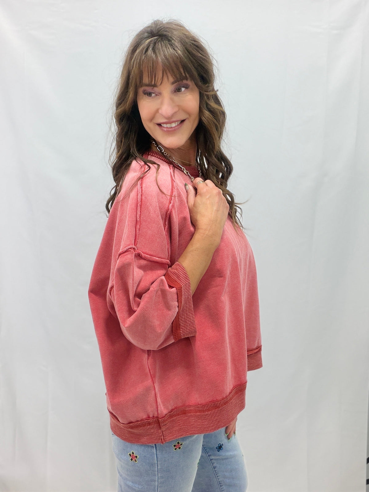 Washed Terry Pullover In 2 Colors