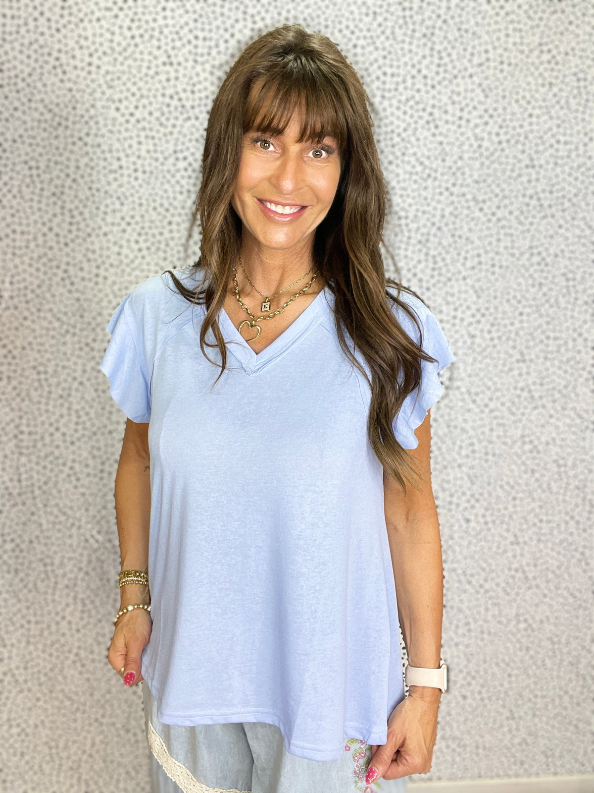 POL Bluebell Flutter Sleeve Tee In 6 Colors