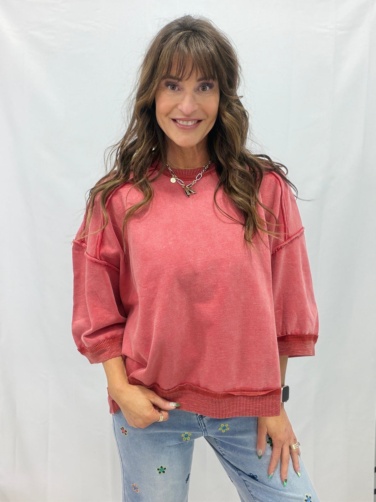 Washed Terry Pullover In 2 Colors