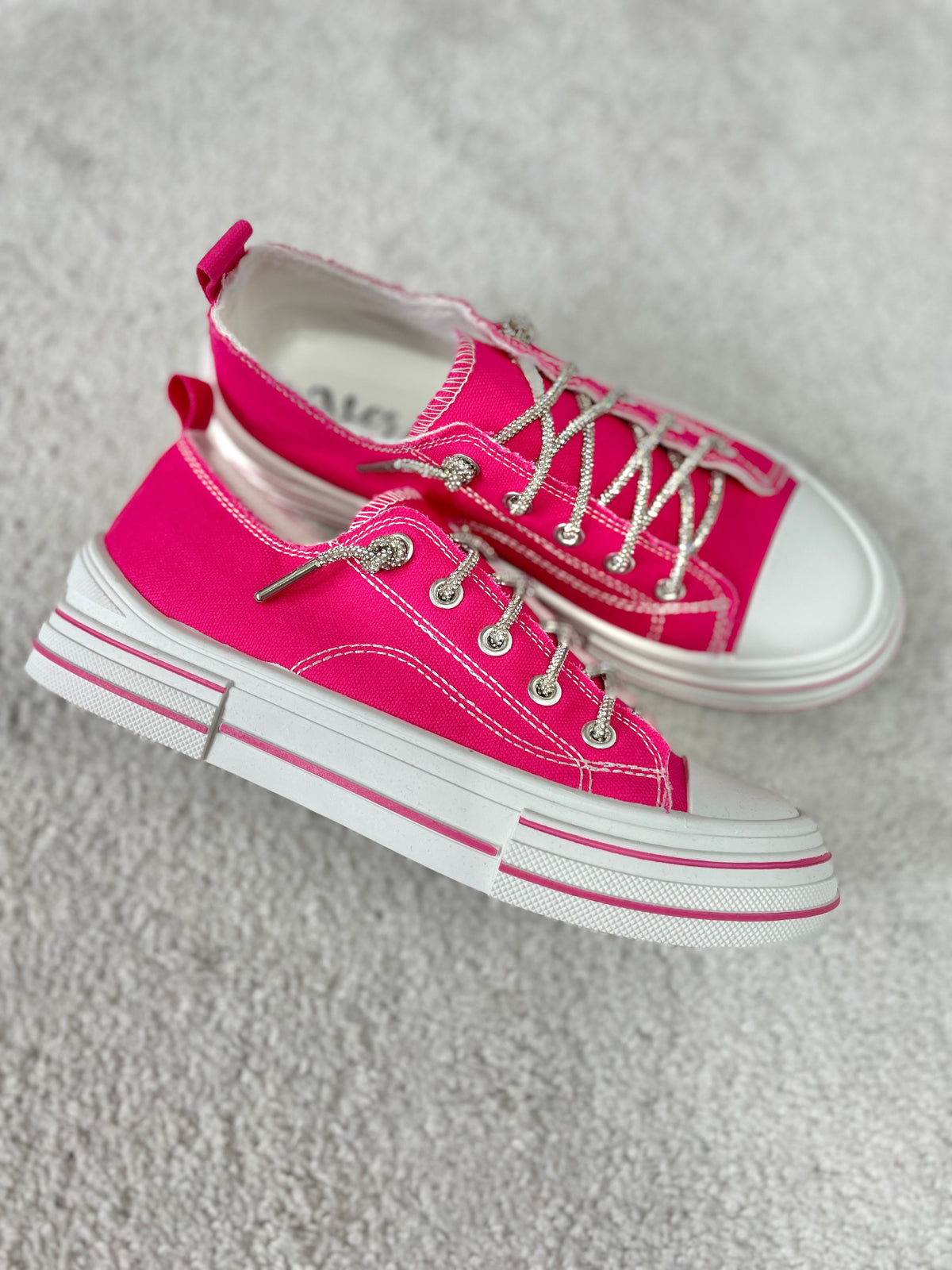 Aman Days Ahead Bling Lace Sneakers In Bright Pink *Final Sale*