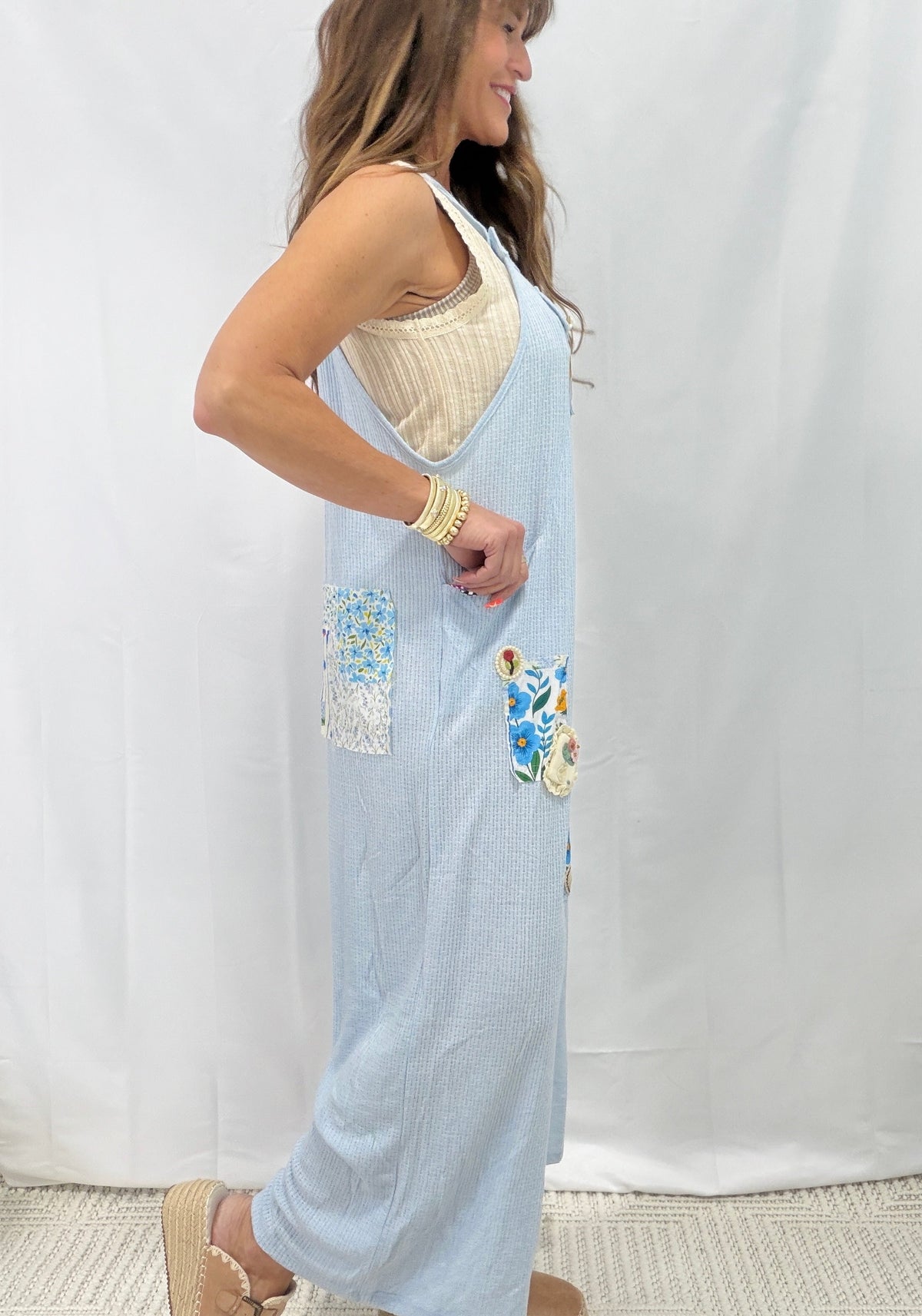 POL Sweet Garden Patchwork Overalls In 2 Colors