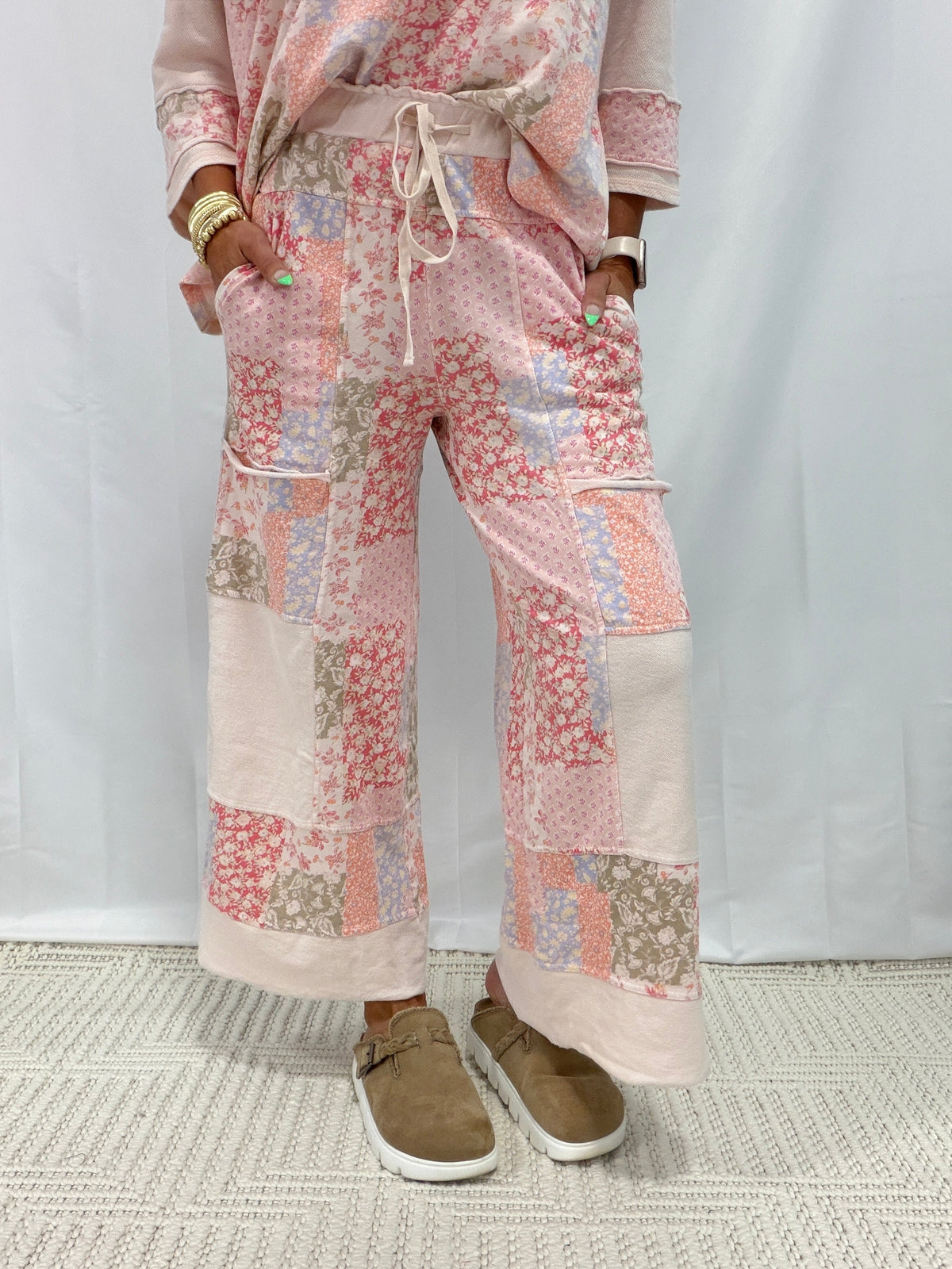 Wildflower Wander Patchwork Mineral Washed Pants In 2 Colors