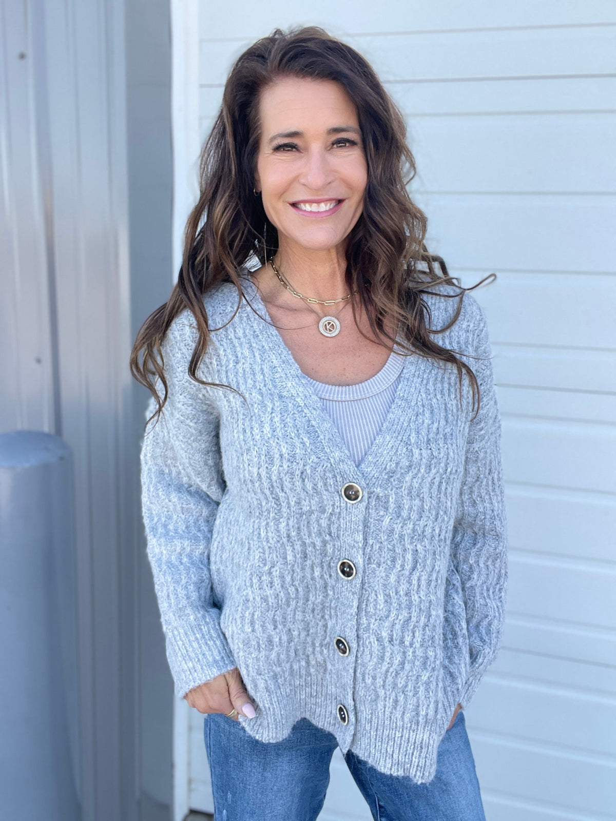 POL Oh So Chill Button Front Sweater Cardigan In 3 Colors: Ivory, Grey, Red *Final Sale*