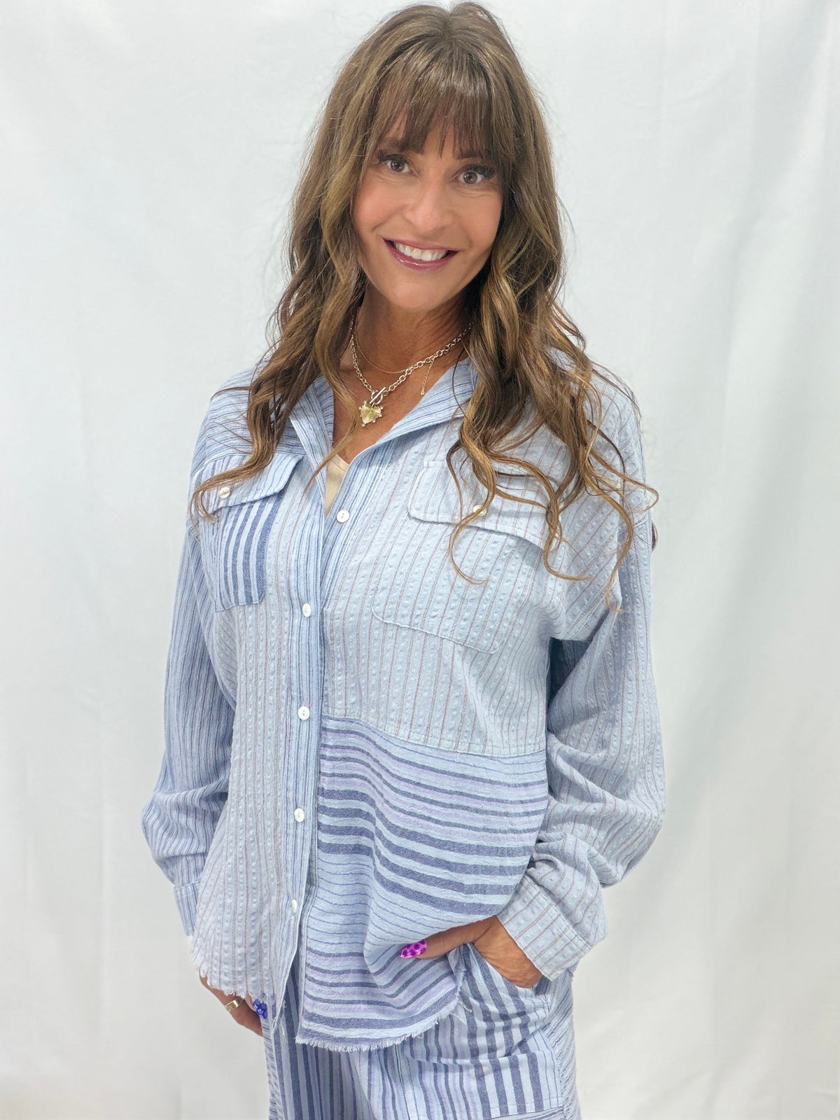 Slay Your Way Button Down Cotton Top In 2 Colors