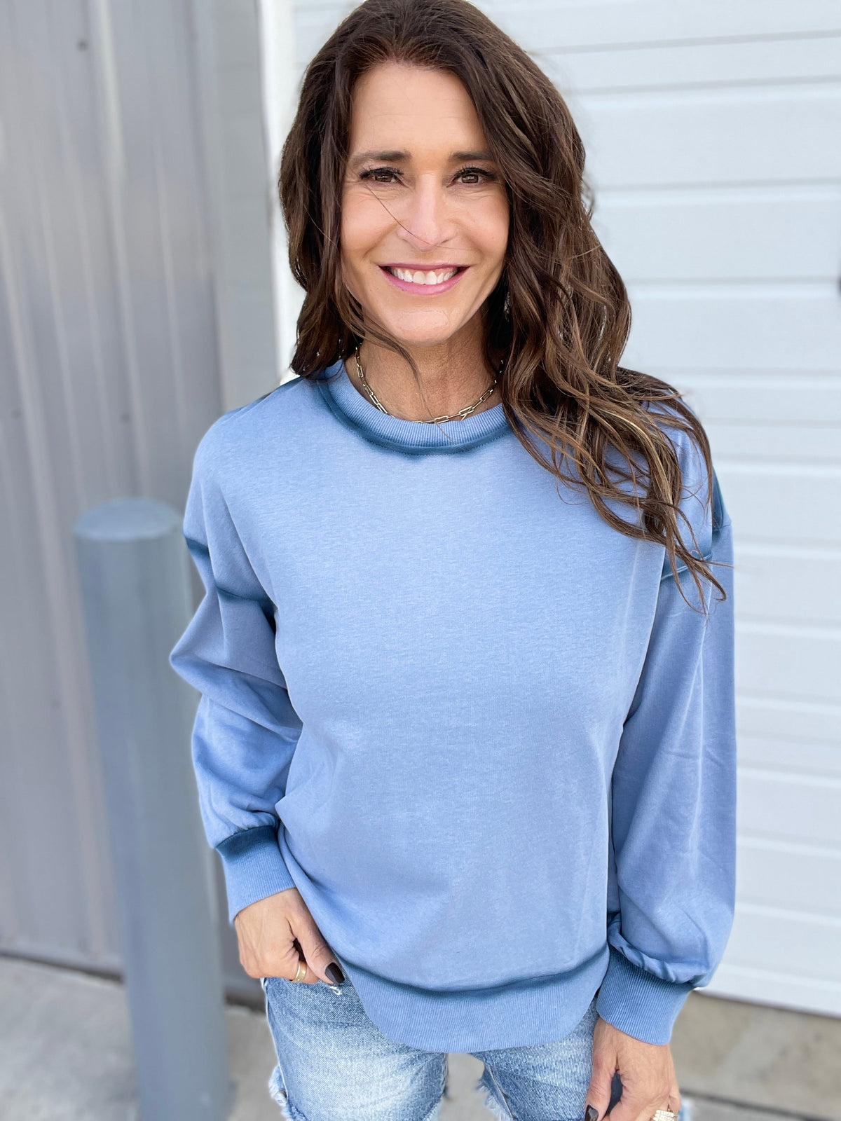 Let's Dream Faded Oil Washed Pullover In 4 Colors: Rose, Grey, Denim Blue, Taupe