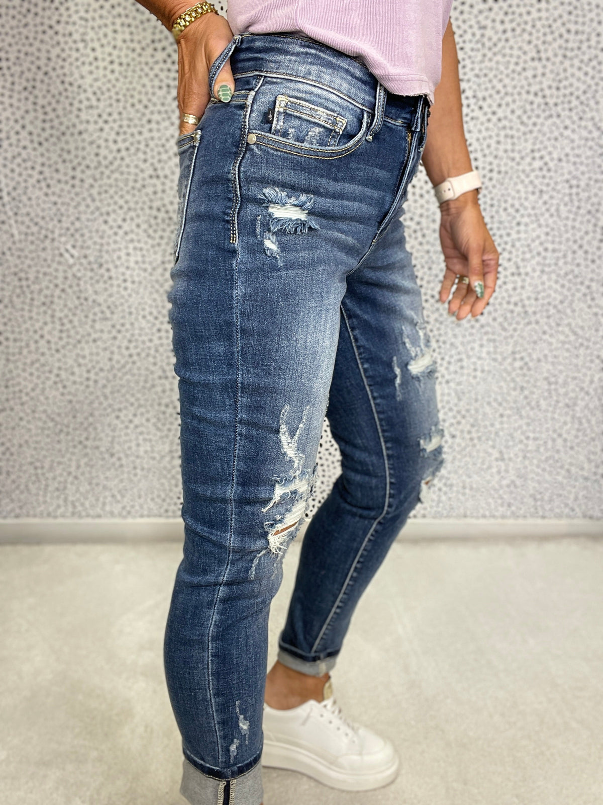 Judy Blue Josie Cuffed Mid Rise Boyfriend Fit Jean