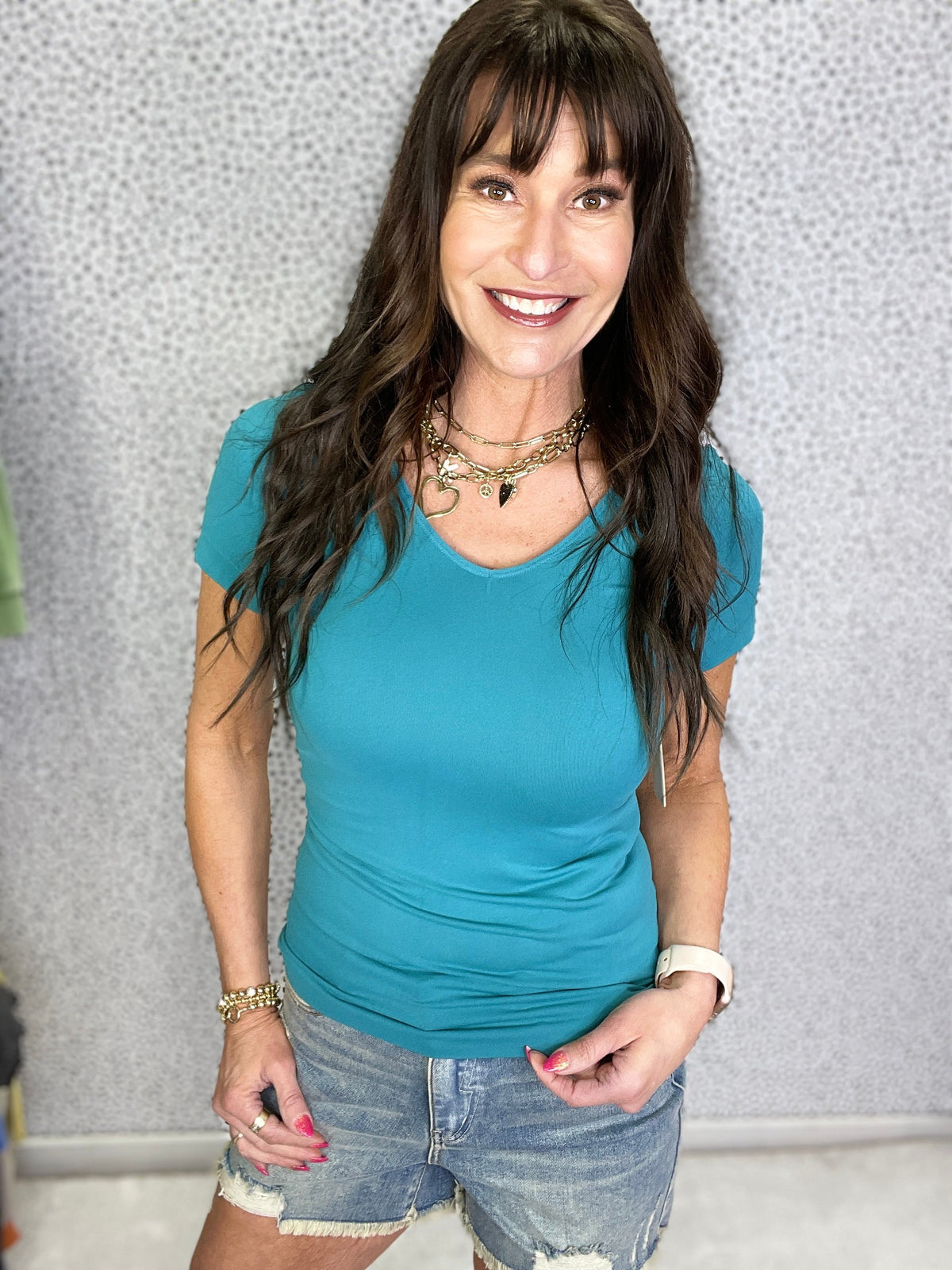 Everyday Great Scoop Neck Reversible Short Sleeve Top In Ten Colors