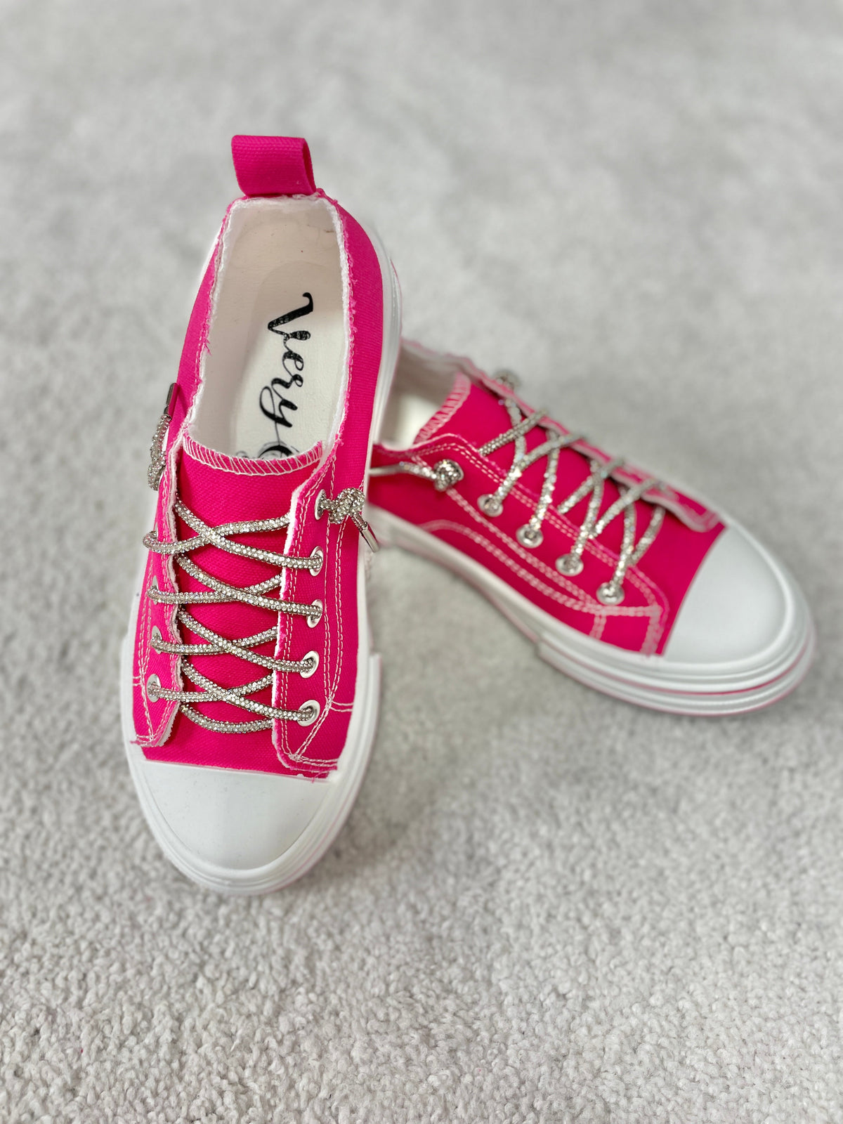 Aman Days Ahead Bling Lace Sneakers In Bright Pink *Final Sale*