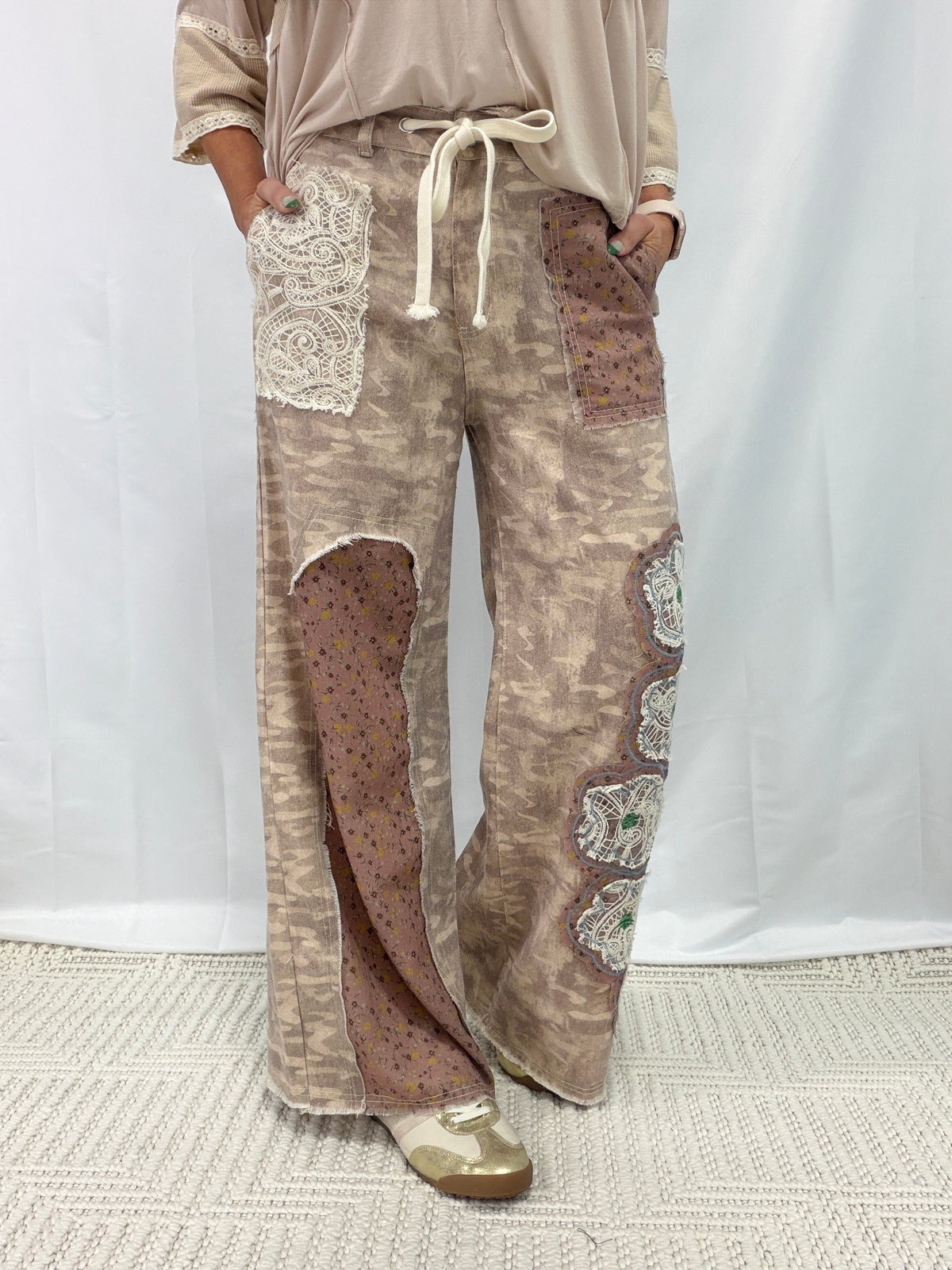 POL Time To Be Floral Patch Pants