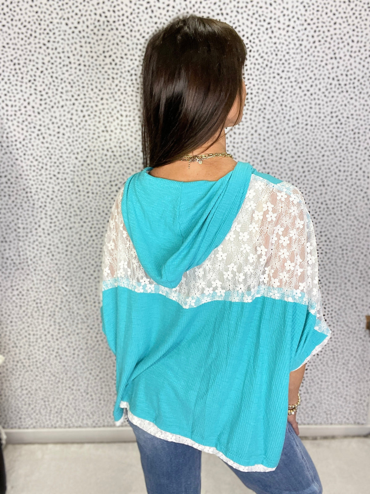 Pol Peace Be With You Short Sleeve Hoodie Top In 6 Colors: Ivory, Charcoal, Pink, Sage, Peach, Aqua *Final Sale*