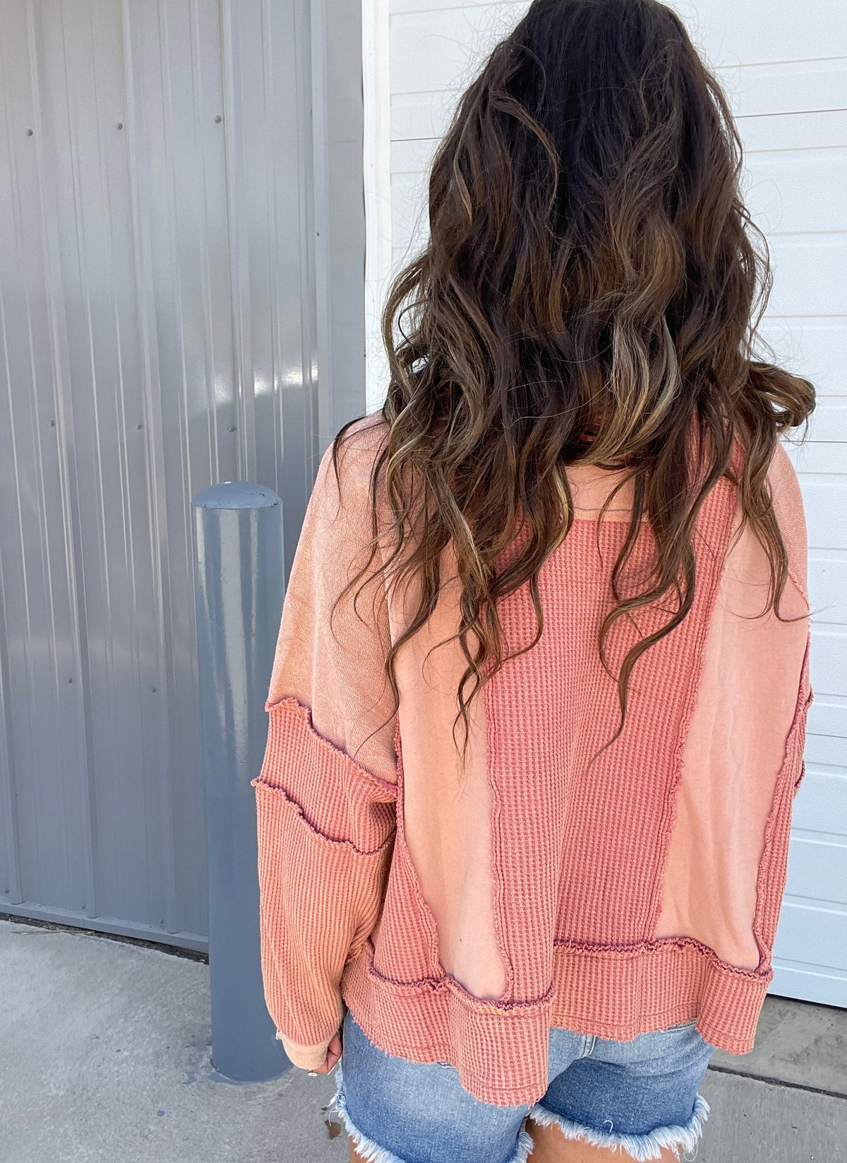 Pol Without You Multi Panel Oversized Top In 4 Colors: Ivory, Blue, Taupe, Brick *Final Sale*