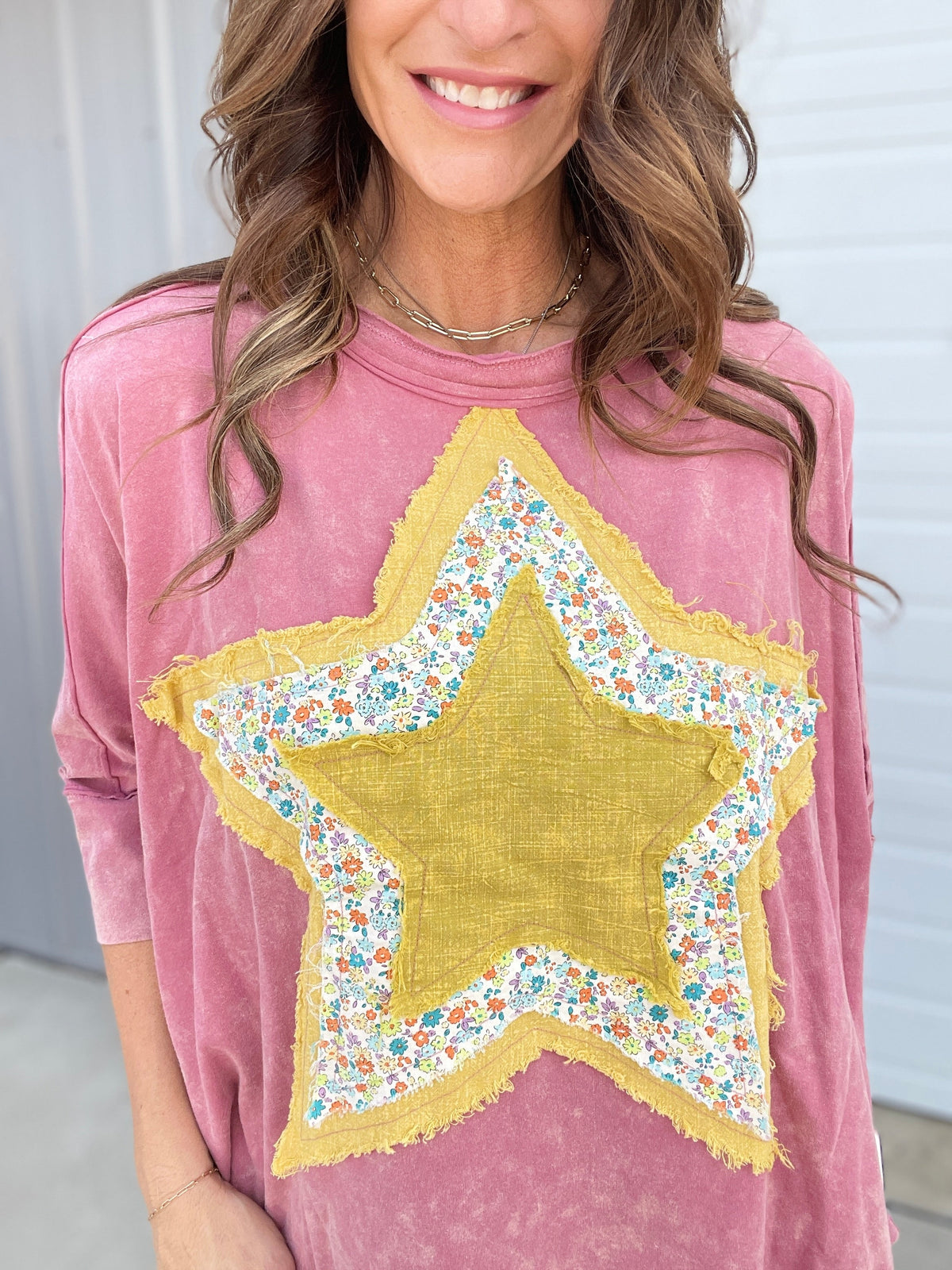 Beautiful Star Loose Fit Top In 3 Colors: Cream. Brown, Rose *Final Sale*