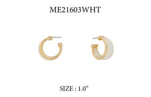 Acrylic With Gold Band 1" Hoop Earrings In 3 Colors *Final Sale*