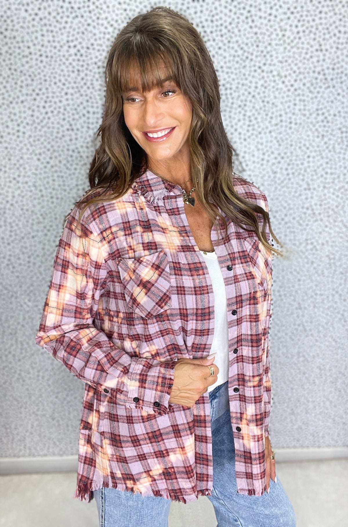 Jaded Gypsy Crisp Morning Air Flannel In Lilac