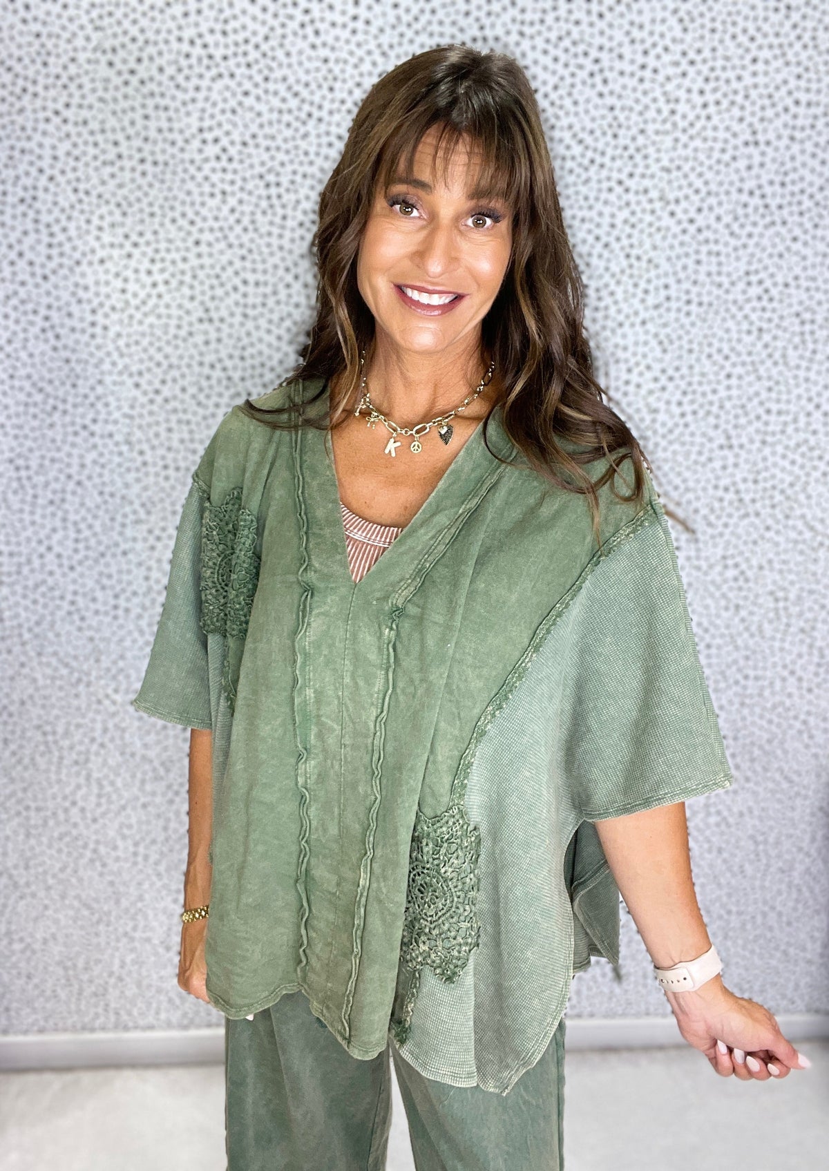 Pick A Date Mineral Washed Boho V-Neck Top In 5 Colors