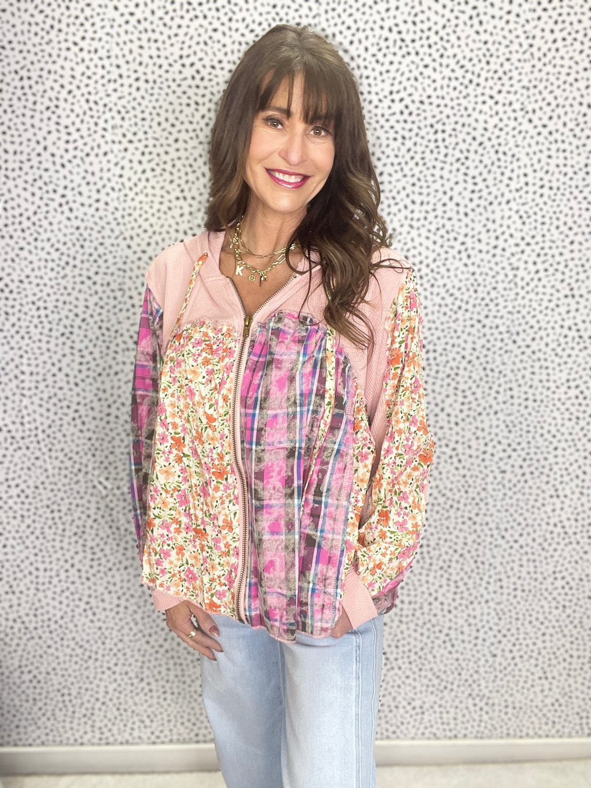 Pol Love And Beauty Long Sleeve Zip Up Shirt Jacket In 3 Colors