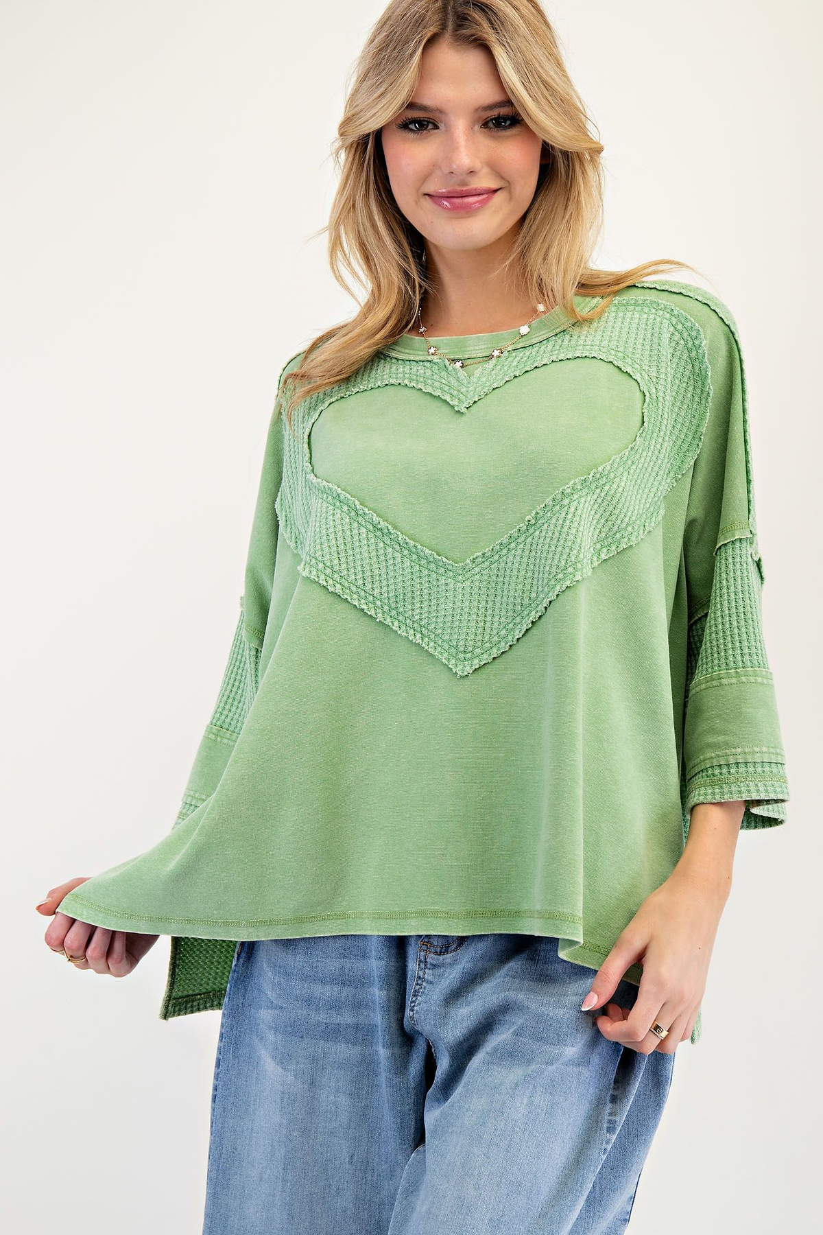 Sweetheart Stitch Heart Patch Top In 3 Colors