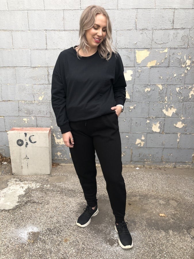 Curvy Black Smoke Pocket Sweatshirt *Final Sale*