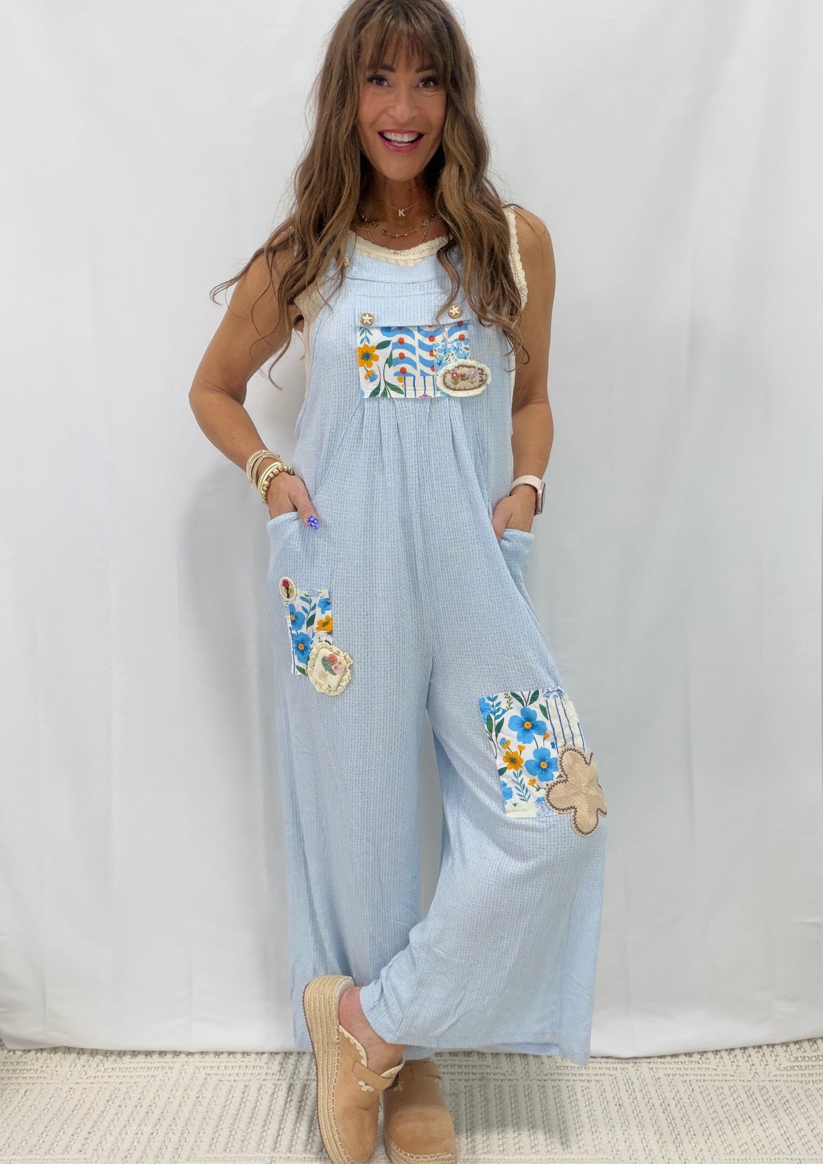 POL Sweet Garden Patchwork Overalls In 2 Colors