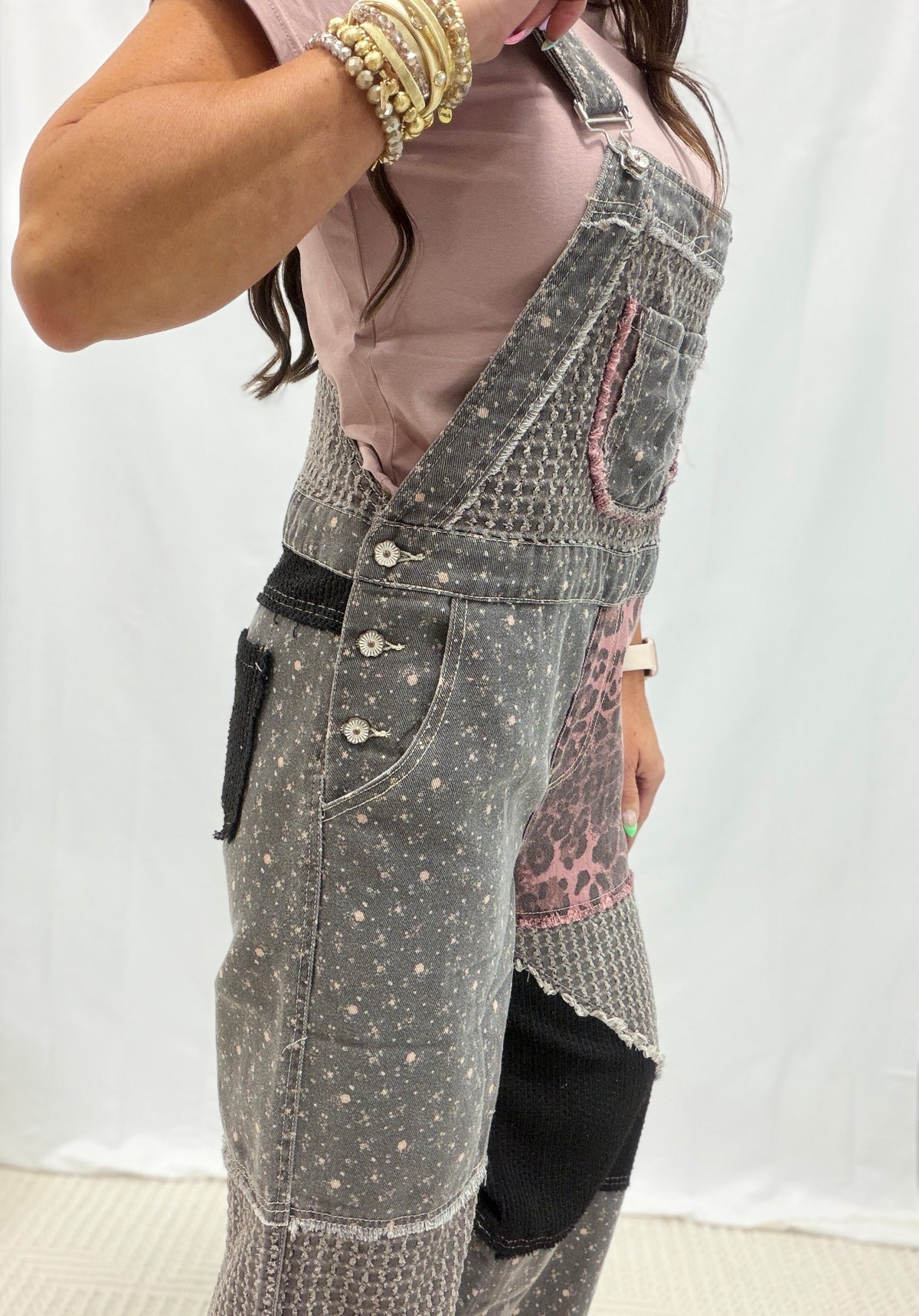 POL Patchwork Meadow Twill Overalls In 3 Colors
