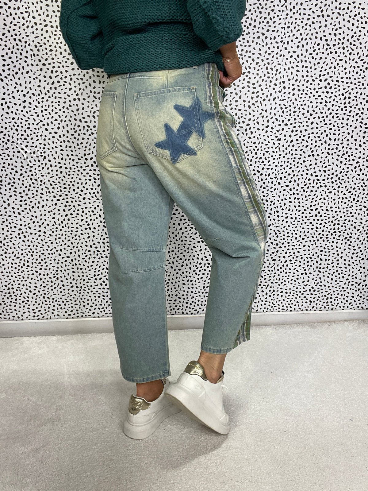 Plaid Star Print Washed Barrel Pants *Final Sale*