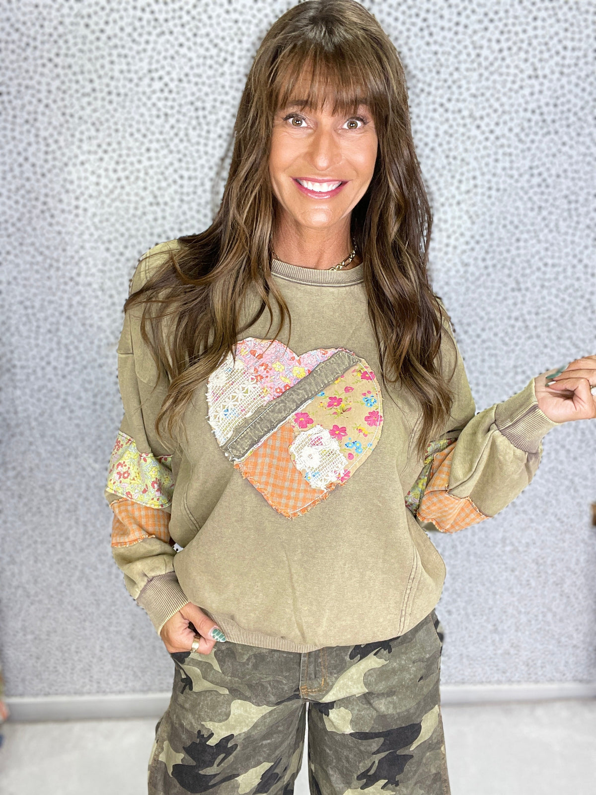 Patchwork Heart Sweatshirt in 3 Colors