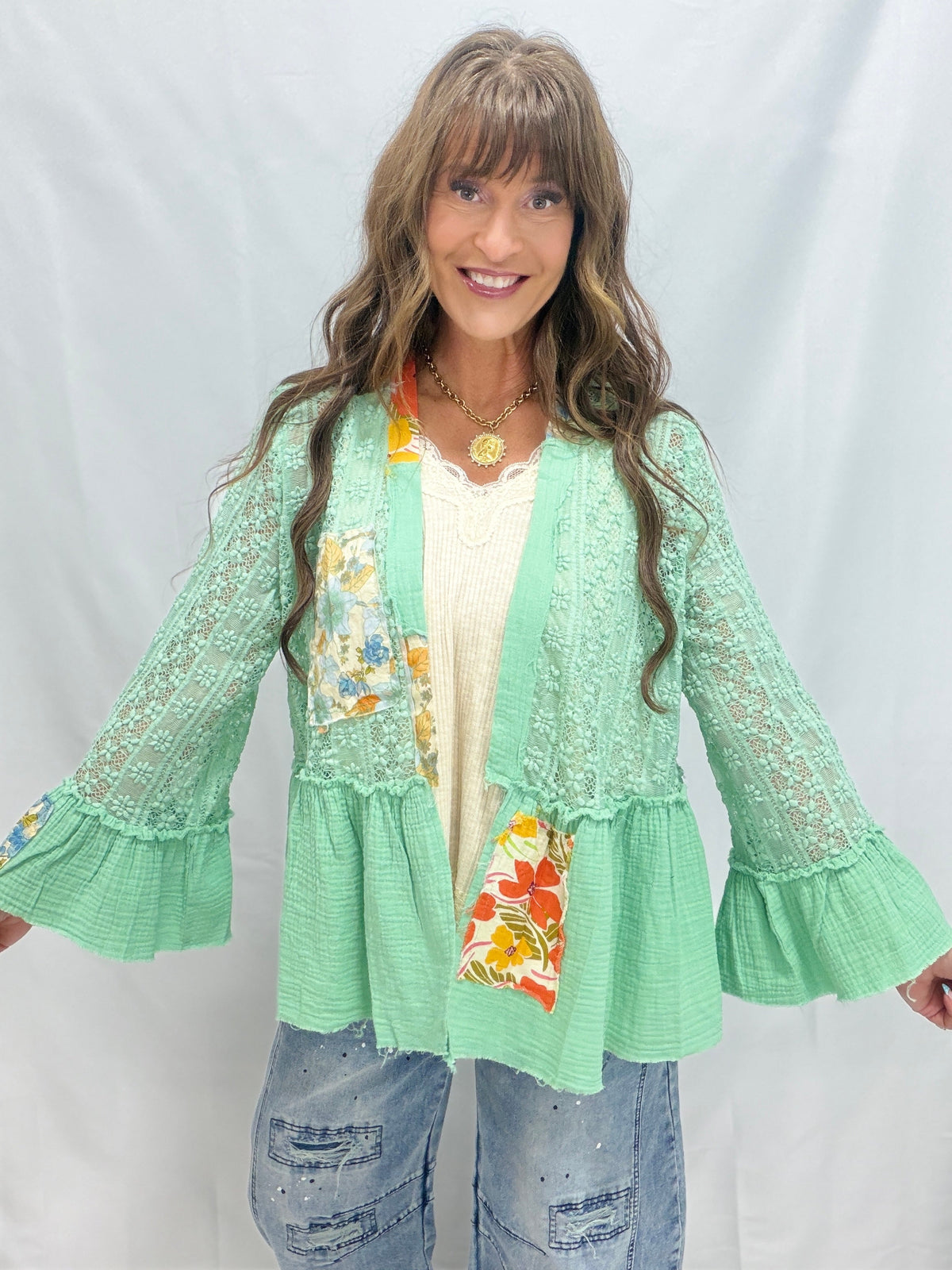 POL Bringing Sun Stretch Lace Cardigan In 3 Colors