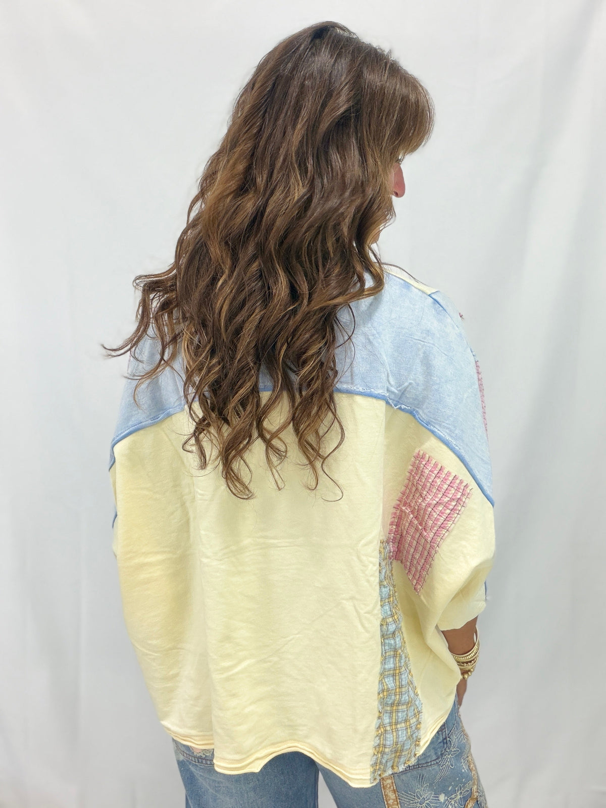 What She Stands For Patchwork Relaxed Top In Cream