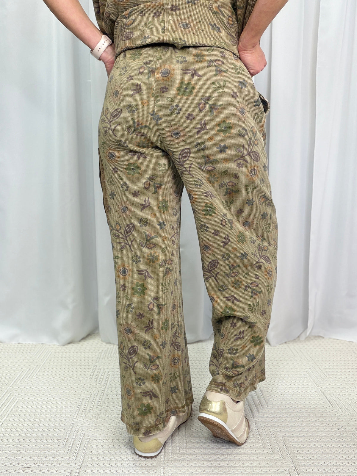 Another Great Day Waffle Printed Pants In Olive