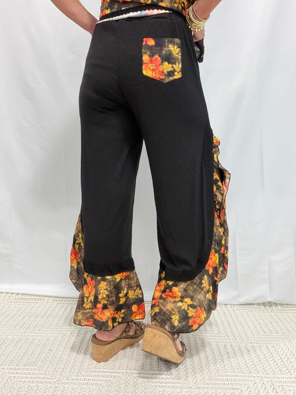 POL Home Sweet Harmony Floral Ruffle Pants In 3 Colors