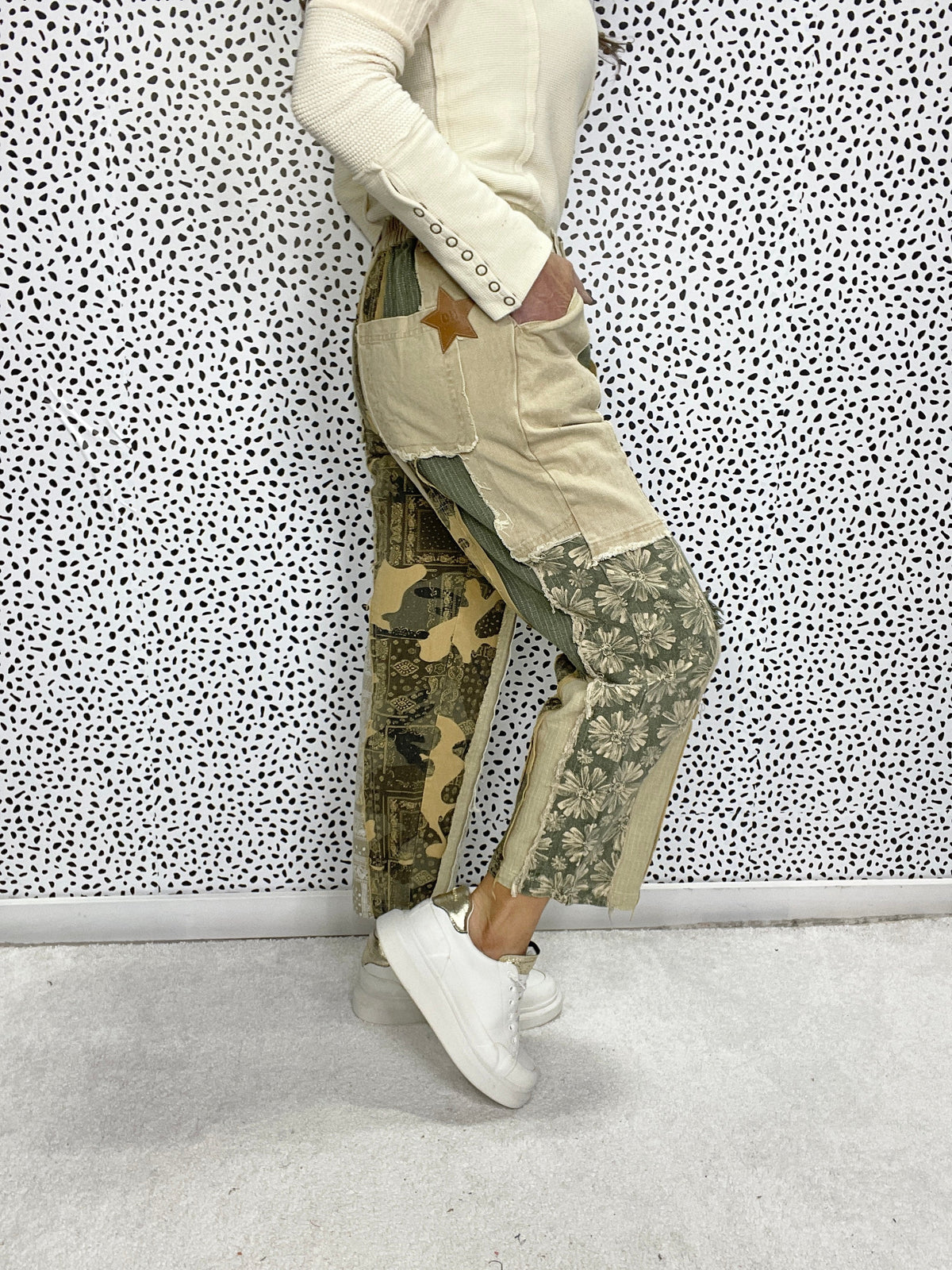 Oli & Hali It's Your Thing Washed Patchwork Twill Bottoms In 2 Colors *Final Sale*