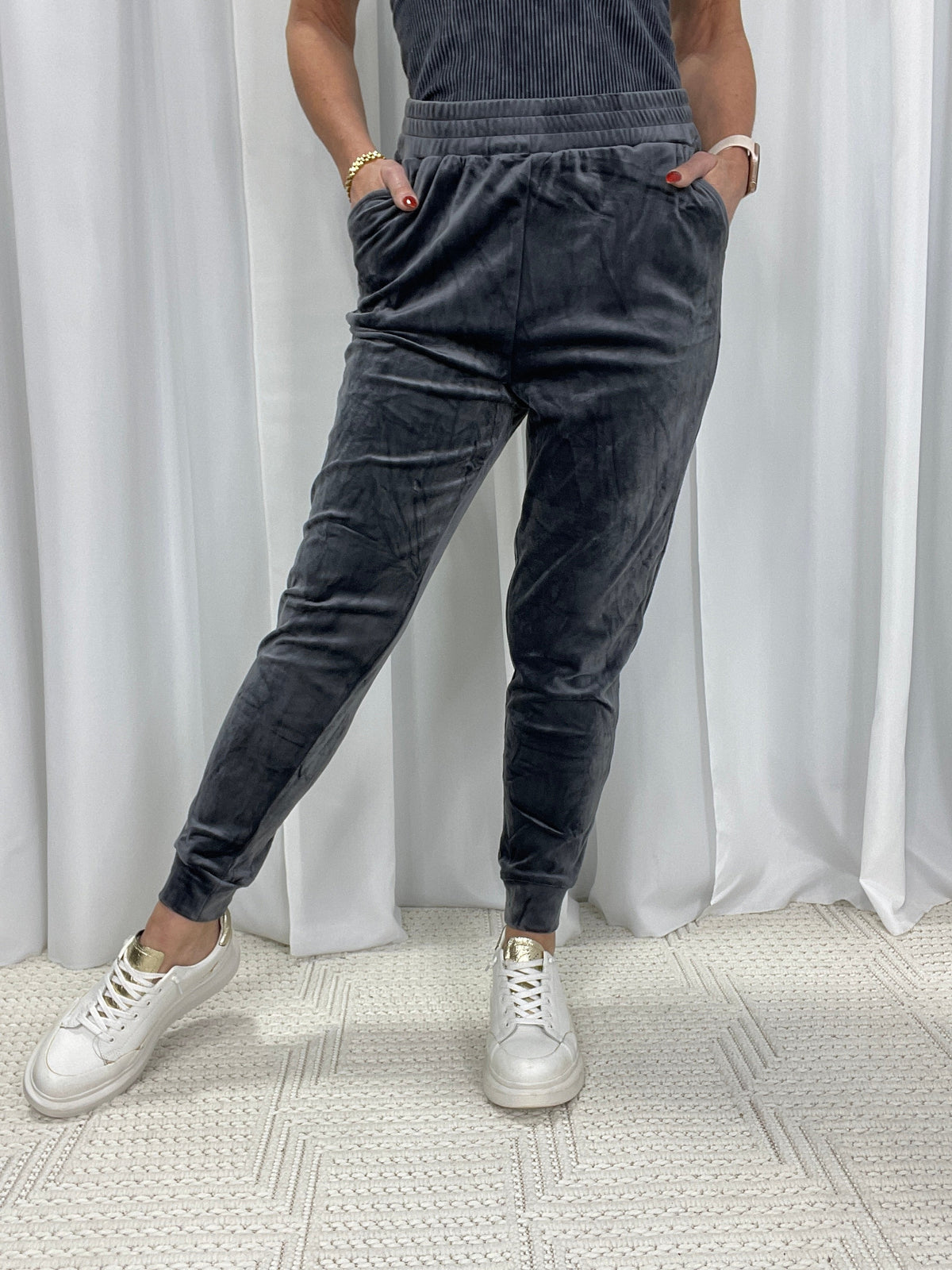 Smooth Moves Velvet Grey Joggers *Final Sale*