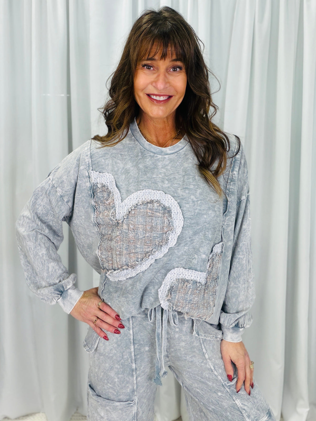 Day With You Mineral Washed Heart Sweatshirt In 3 Colors *Final Sale*