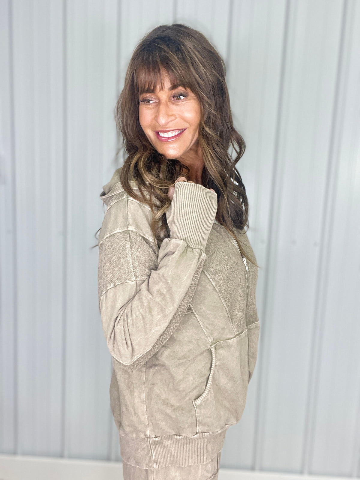 Chill Mode Mineral Wash Jacket In Vintage Olive *Final Sale*