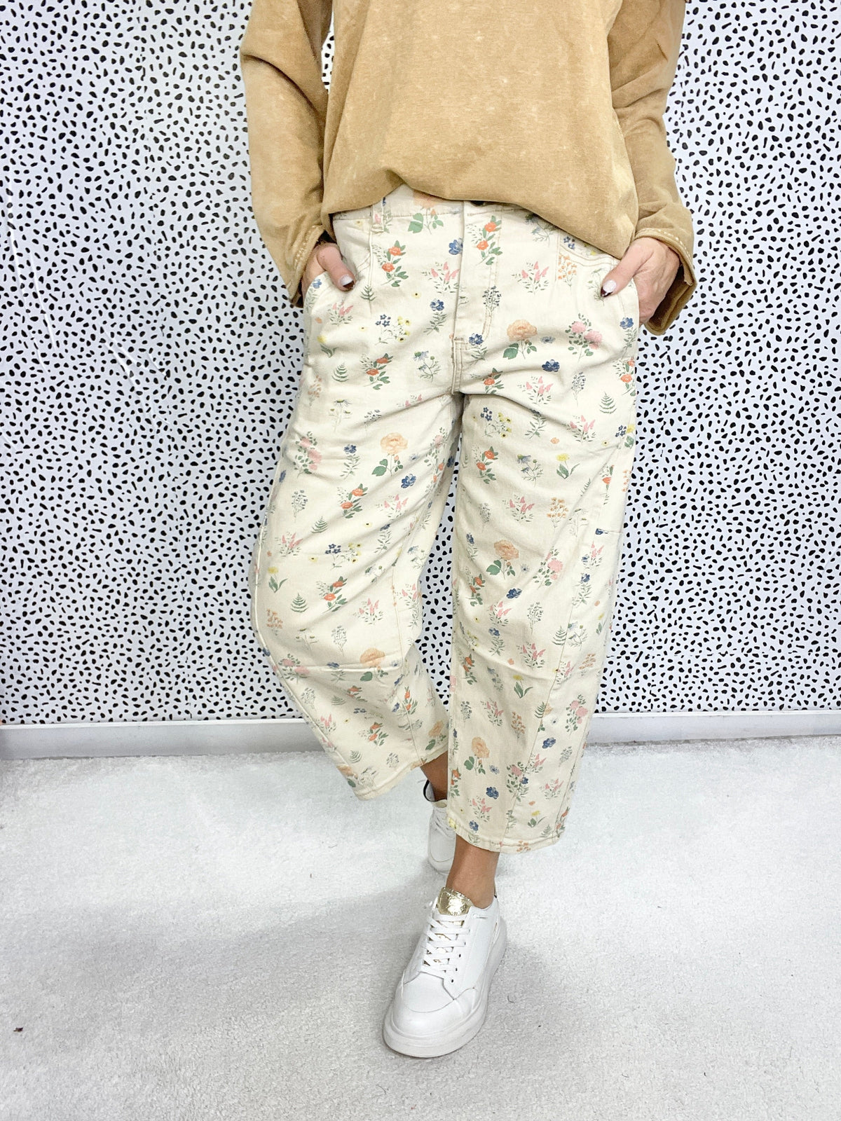 Garden Dream Floral Print Barrel Pants In 2 Colors
