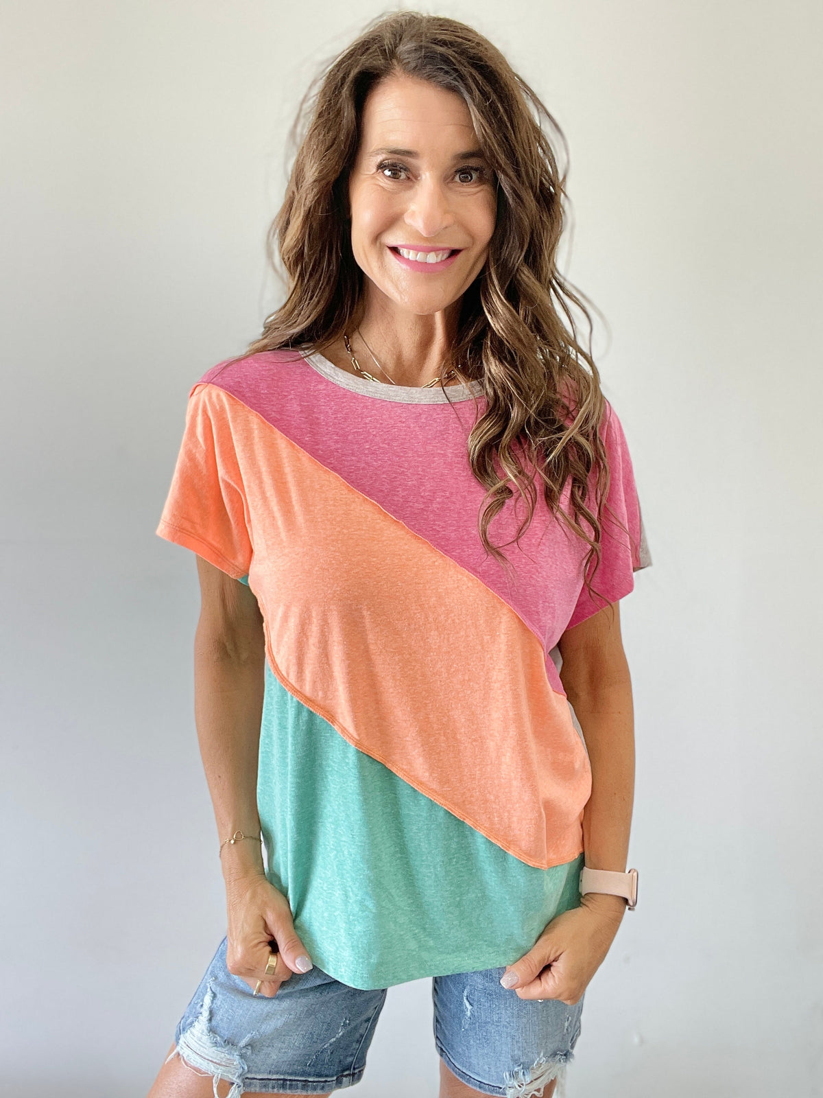 Sunrise Color Block Short Sleeve Top *Final Sale*