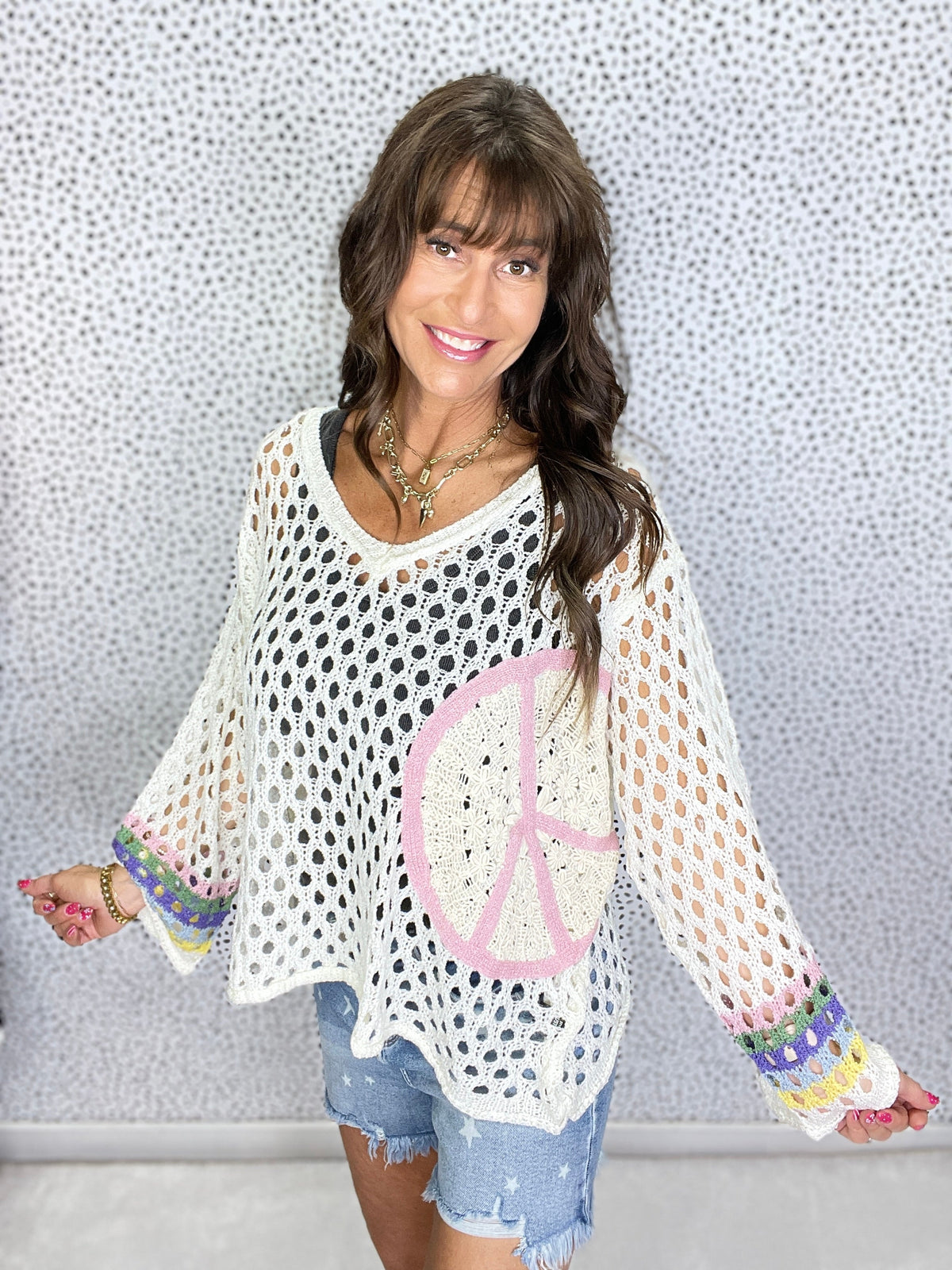 Pol Point Crochet V-Neck Sweater in 3 Colors
