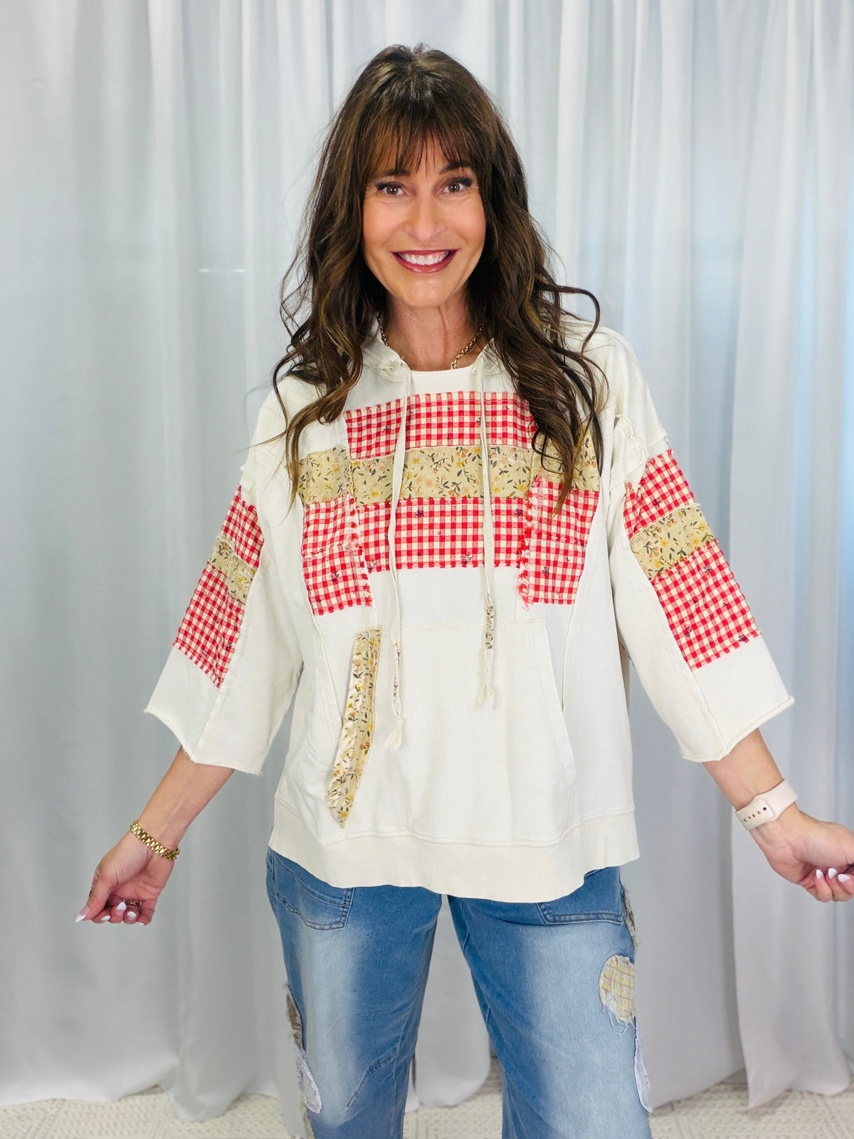 Who I Am Print Mix Hooded Top In 3 Colors *Final Sale*