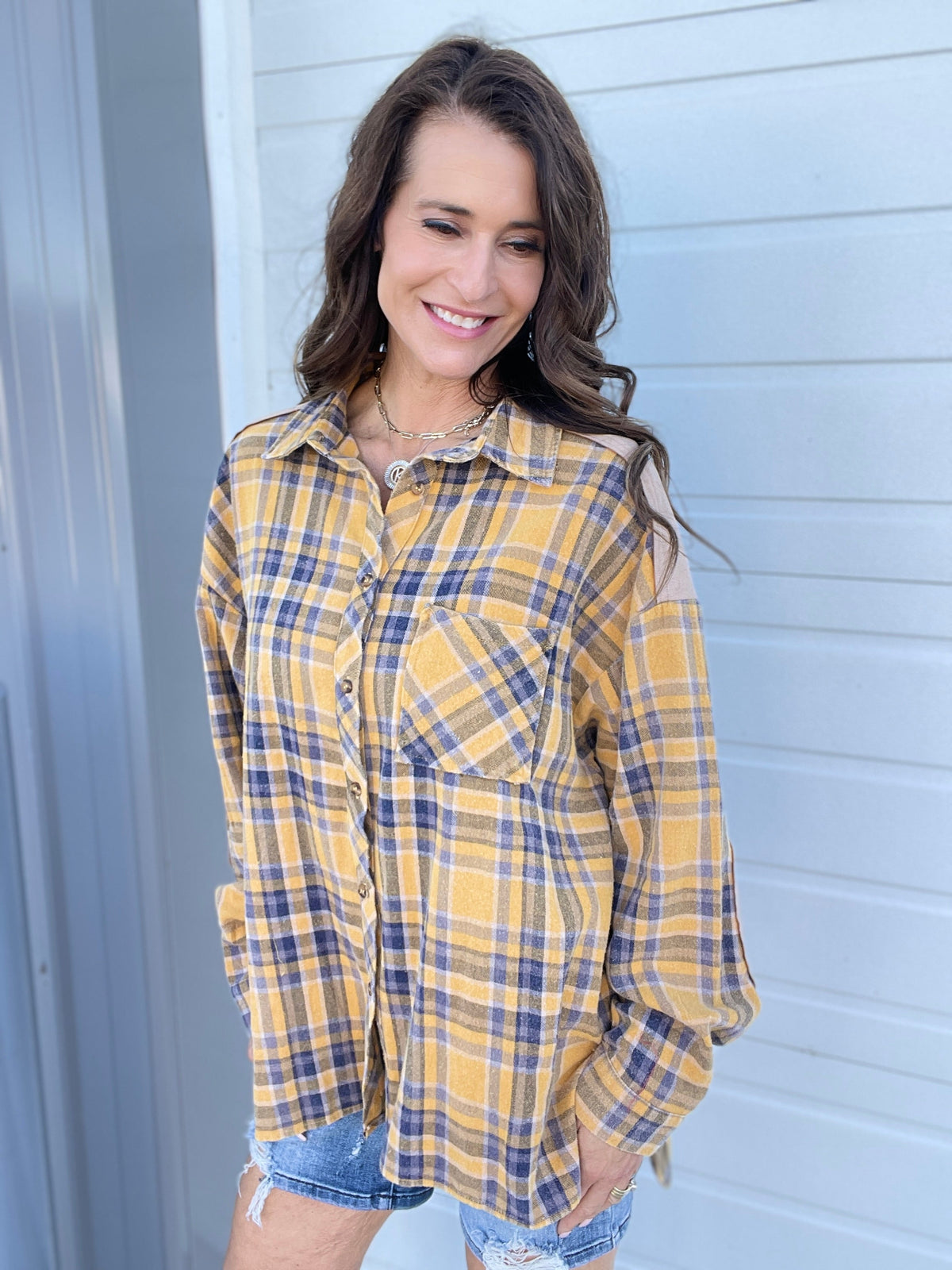 Drifting Away Plaid Button Down Top *Final Sale*