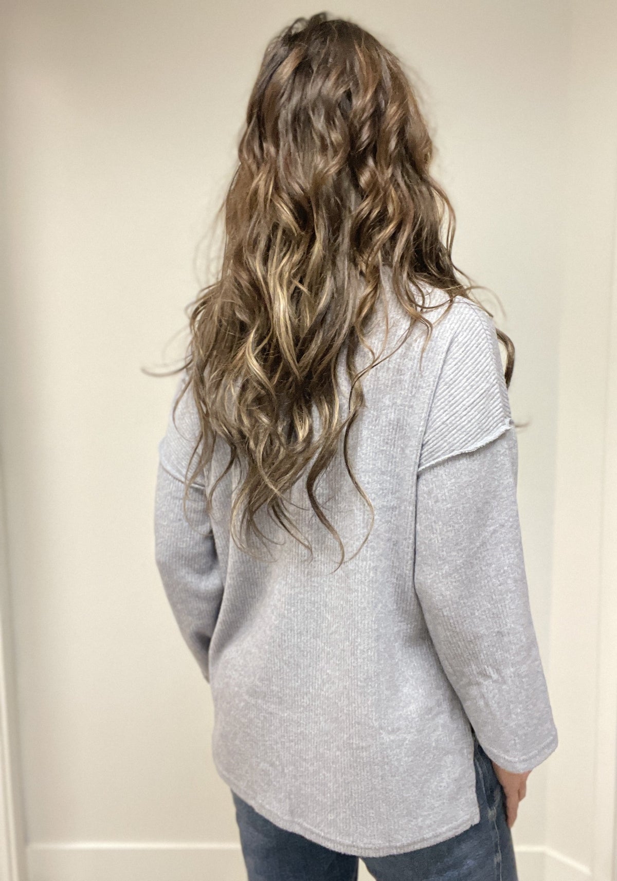 Button Me Up Brushed Ribbed Top in Heather Grey *Final Sale*