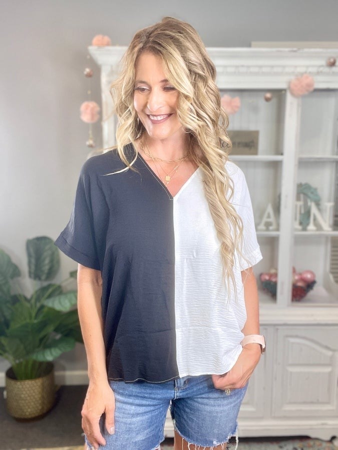 Split Up the Middle Boxy Top *Final Sale*