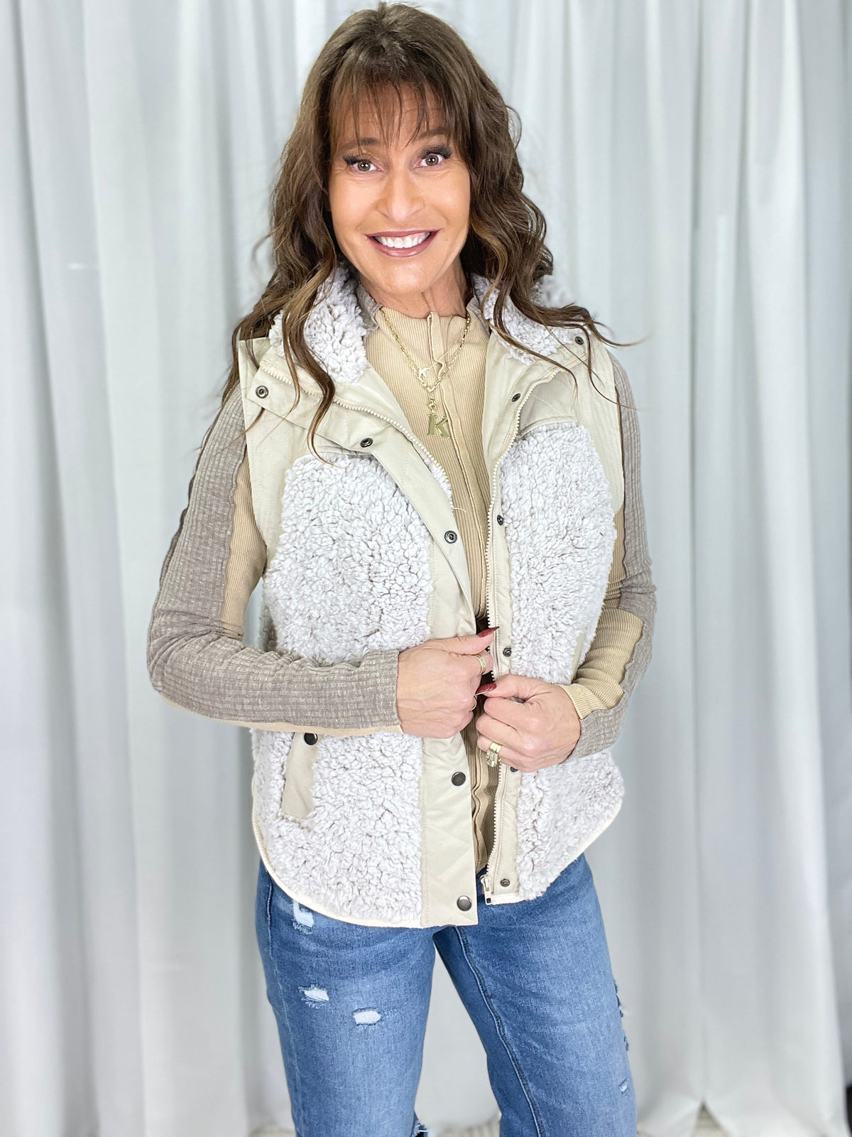 Oli & Hali Next Up Sherpa Button Down Vest *Final Sale*