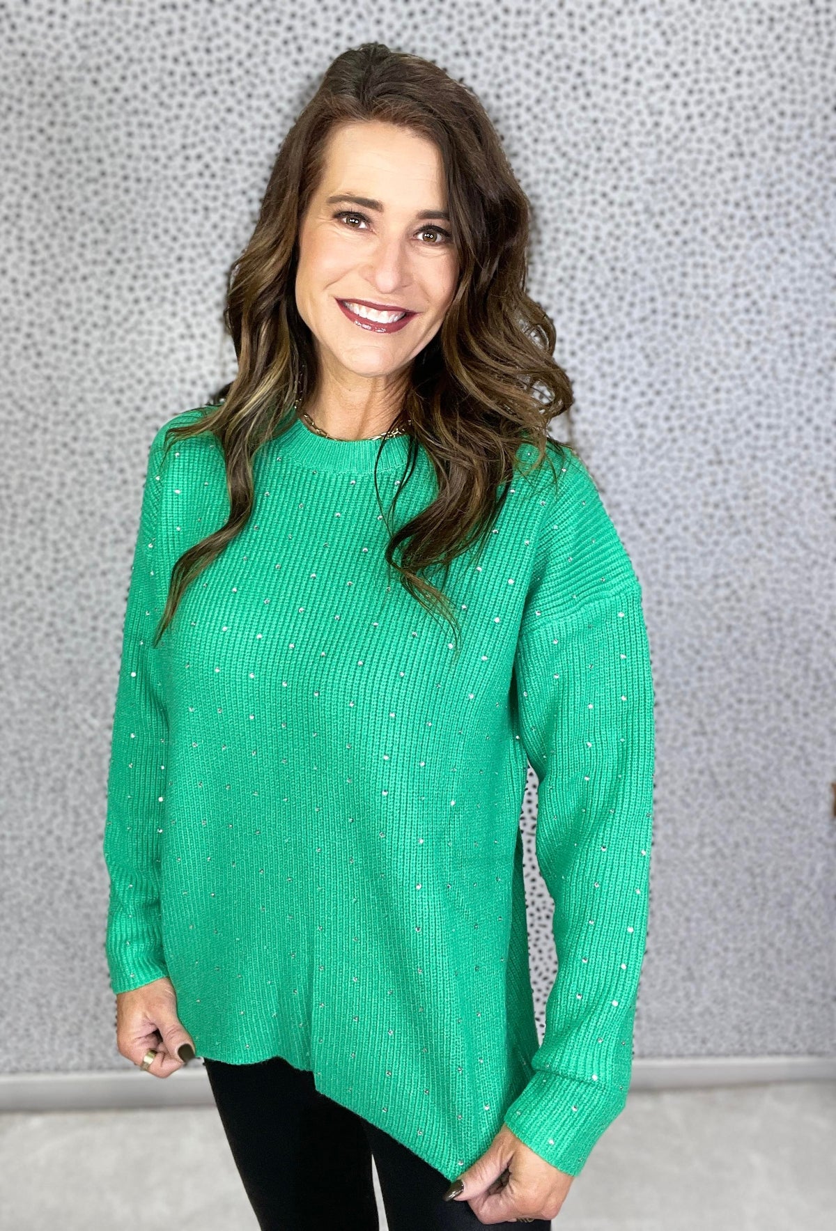 Time To Shine Rhinestone Detail Sweater