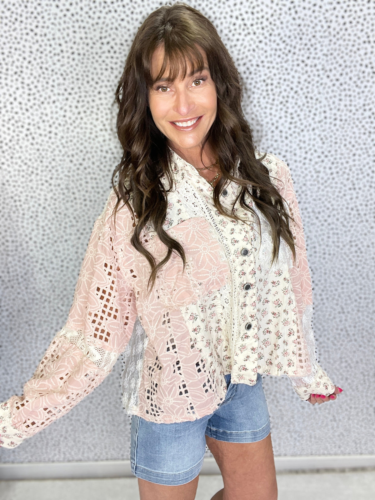 POL Waiting To Play Crochet Long Sleeve Top In 2 Colors